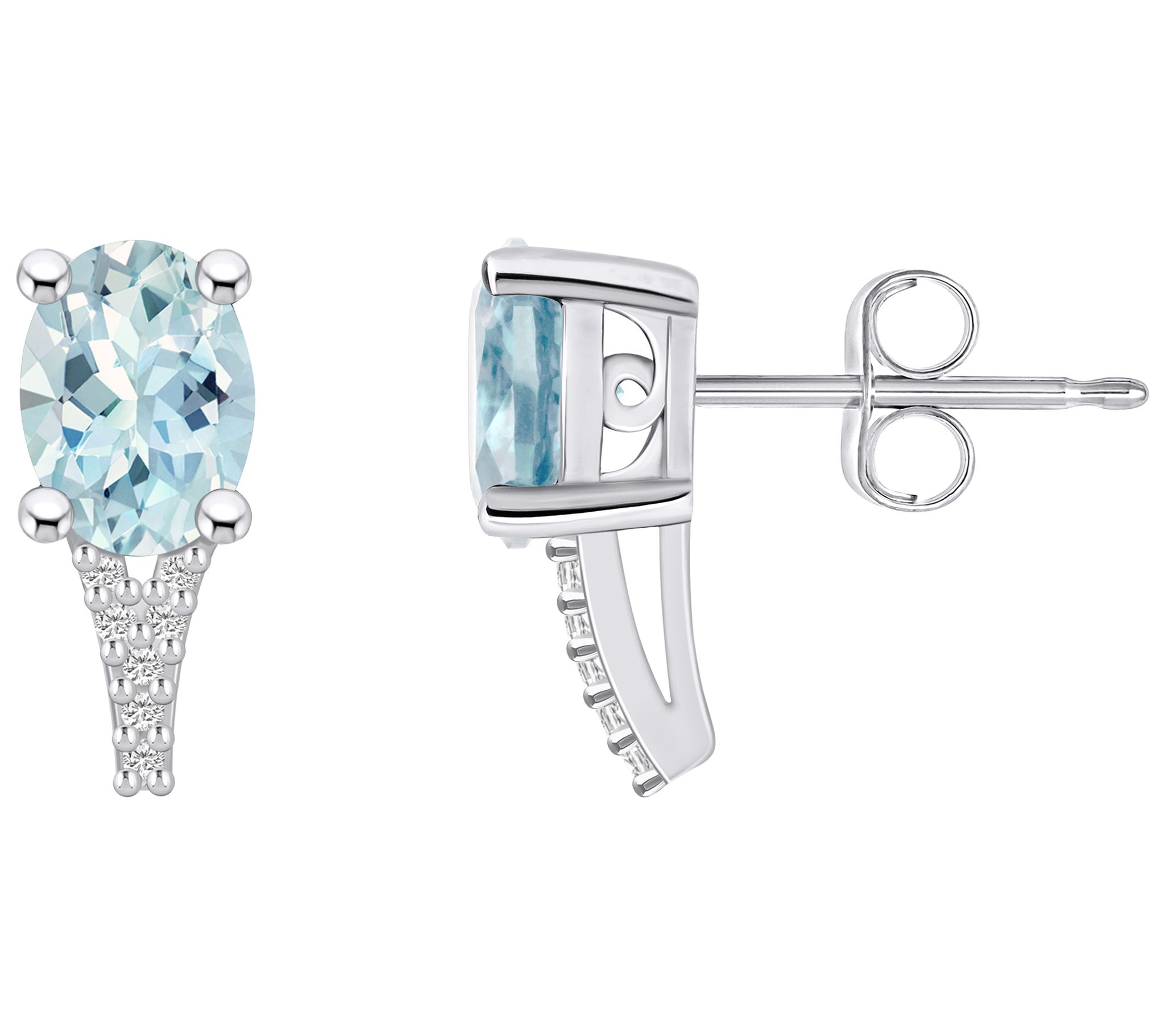 Affinity Gems 14K 2.30 cttw Aquamarine Diamond Accent Studs