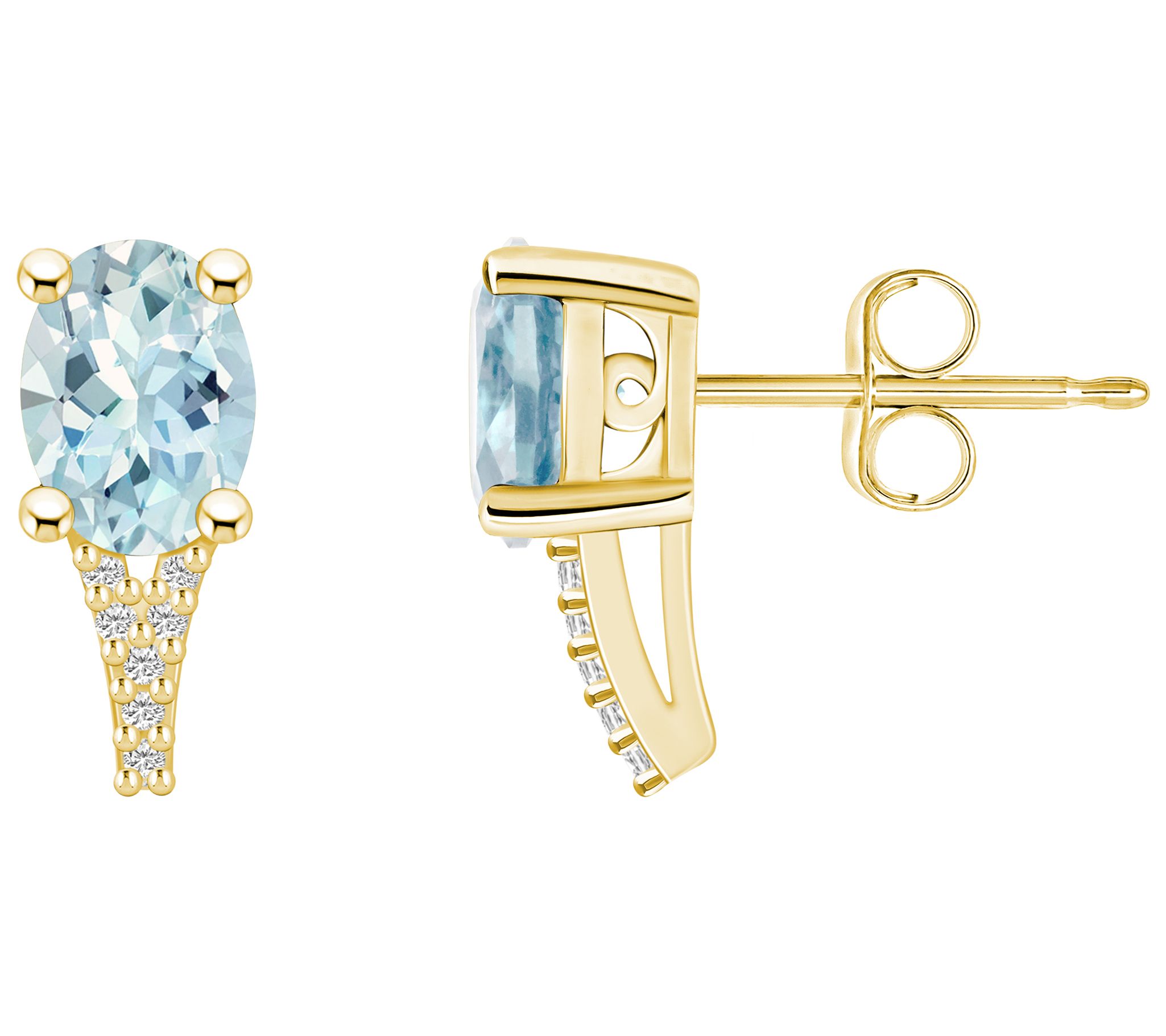 Affinity Gems 14K 2.30 cttw Aquamarine Diamond Accent Studs