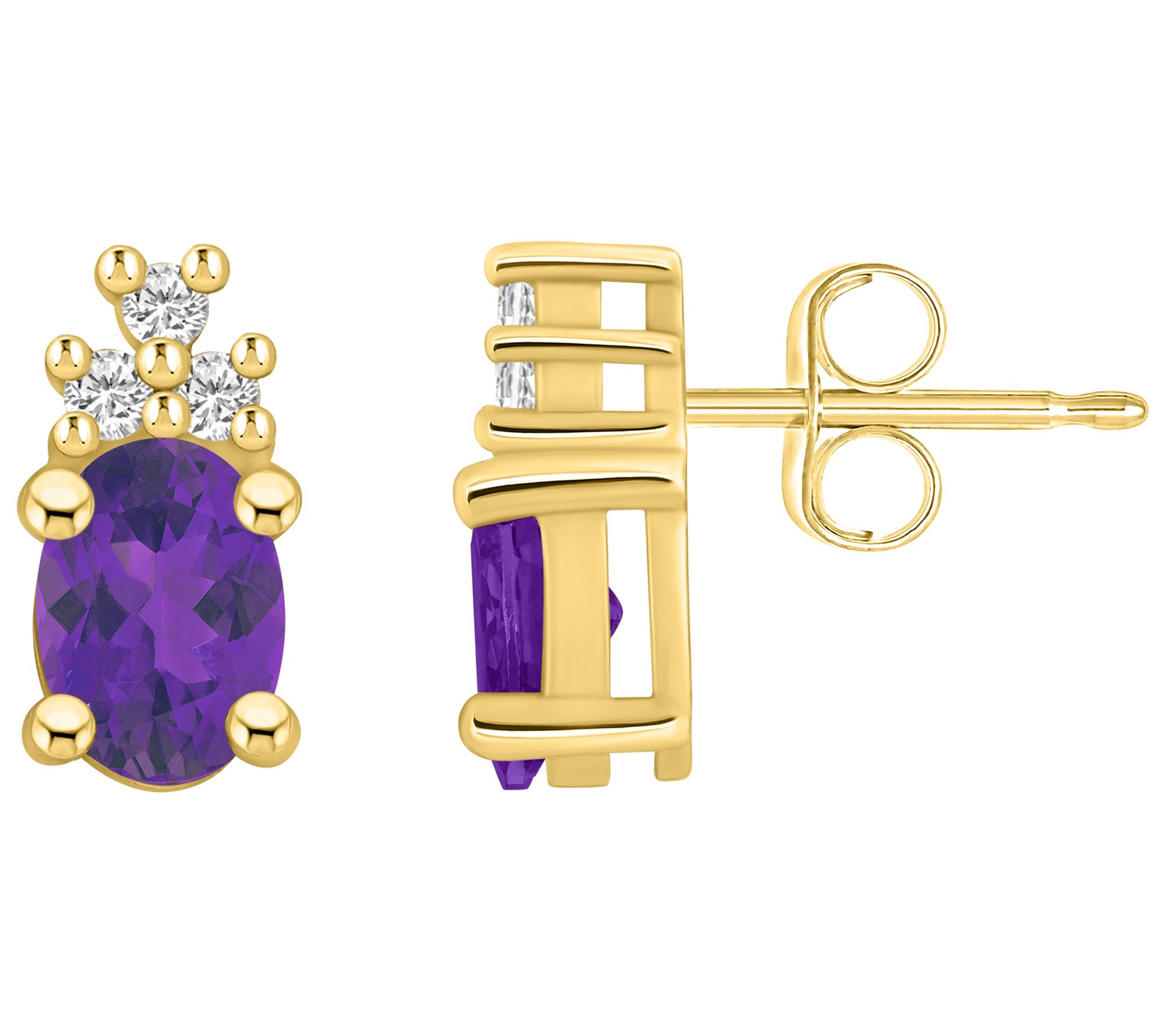 Affinity Gems Oval Gemstone & Diamond Earrings, 14K Gold