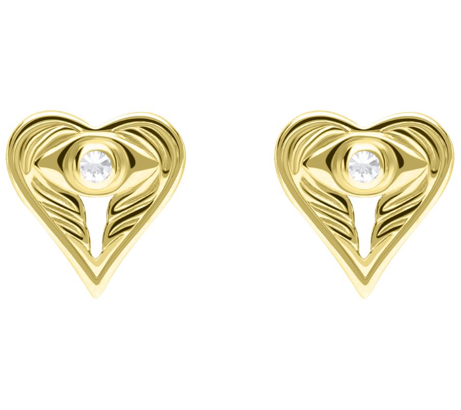 Goddaughters 14K Gold Clad Diamond Accent Angel Eye Earrings