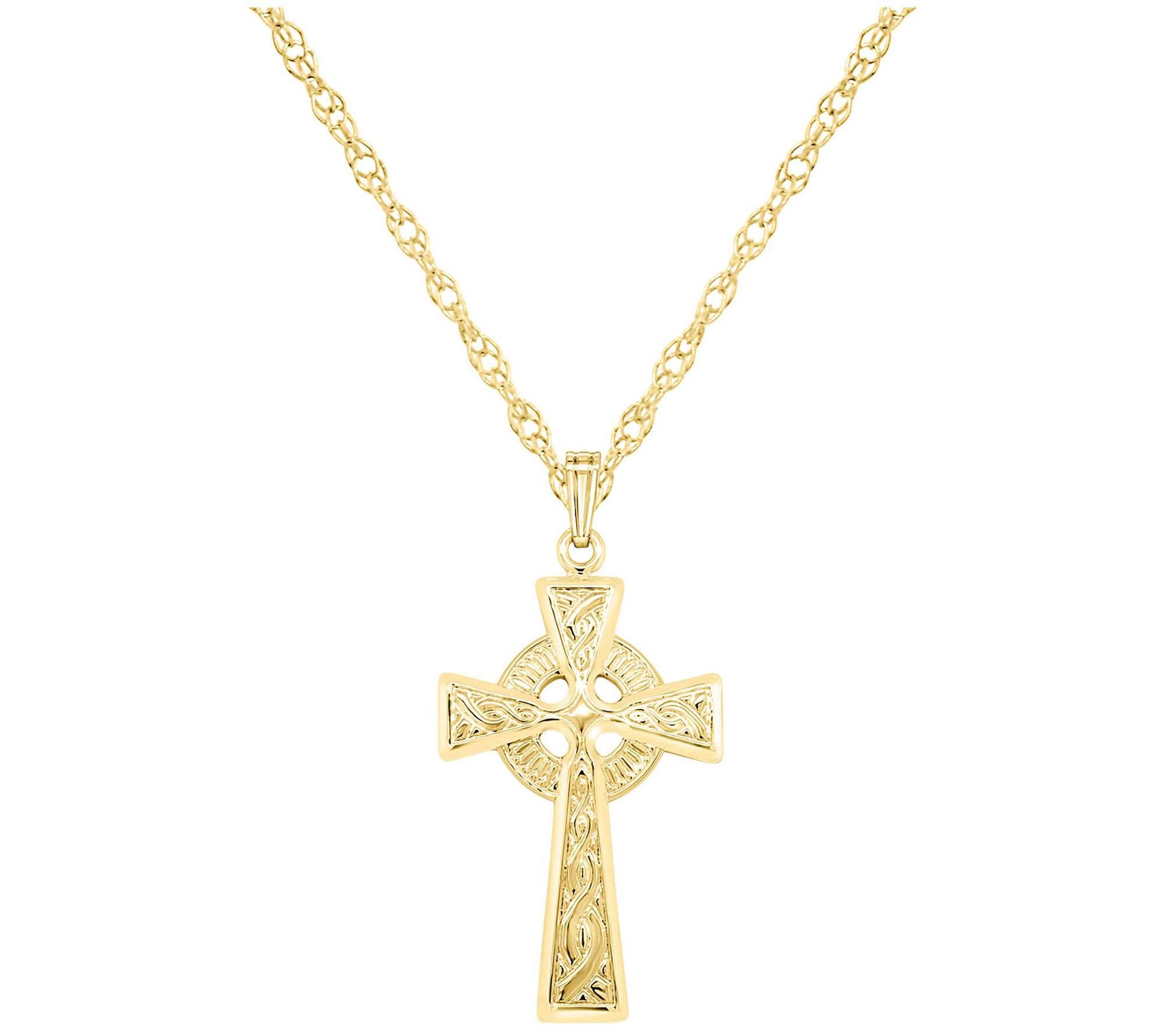 Textured Celtic Cross Pendant w/ Chain, Sterling Silver