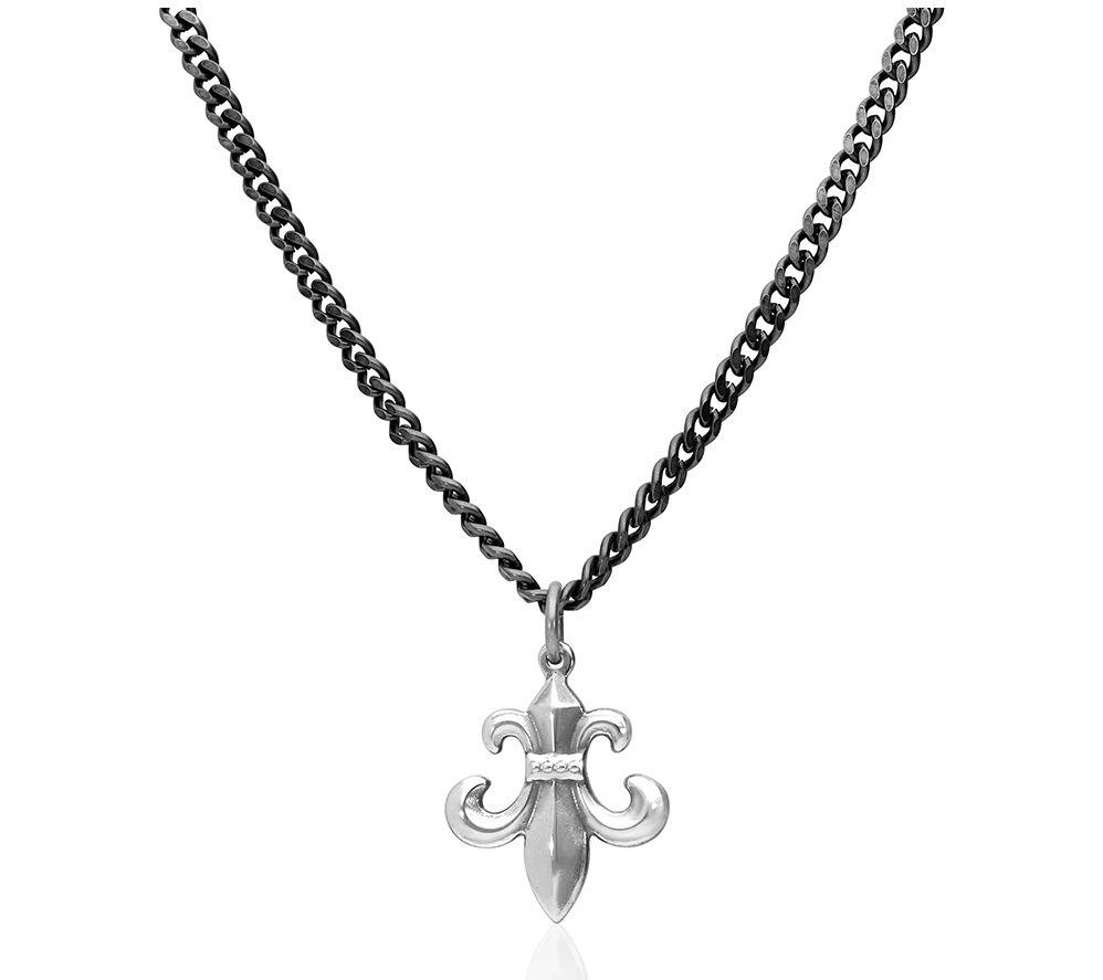 Or Paz Men's Stainless Steel Fleur de Lis Penda nt w/ Chain - QVC.com