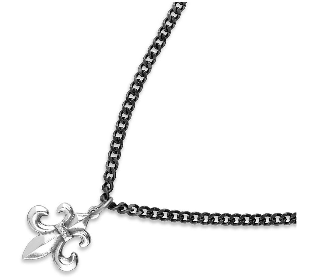 Or Paz Men's Stainless Steel Fleur de Lis Penda nt w/ Chain - QVC.com