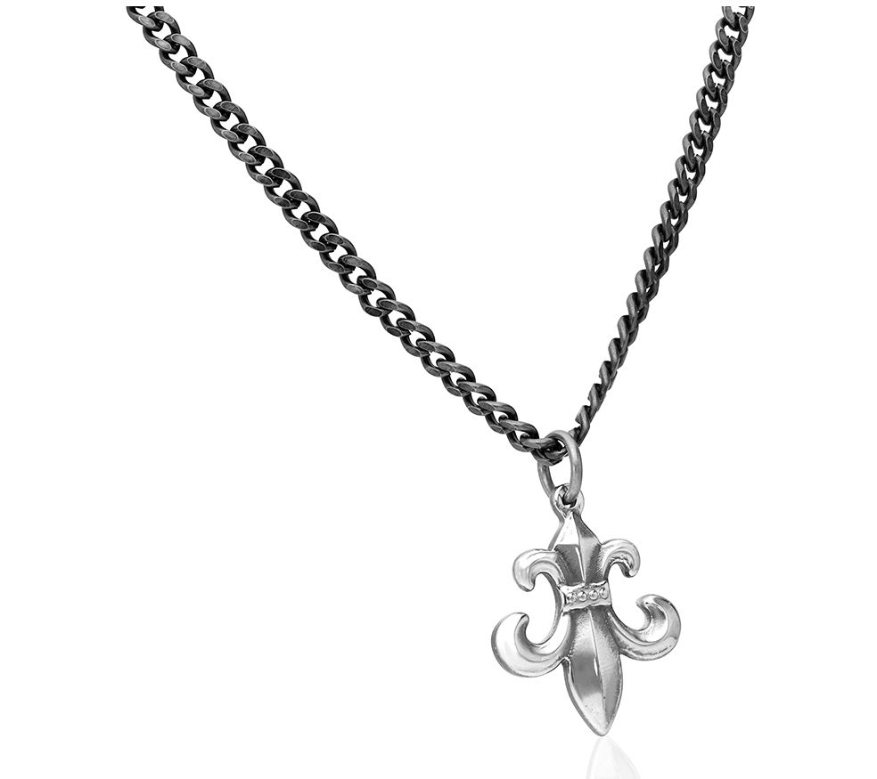 Or Paz Men's Stainless Steel Fleur de Lis Penda nt w/ Chain - QVC.com