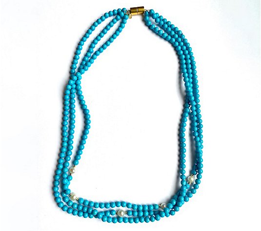 Alkeme 10K Reconstituted Turquoise & Cultured Pearl Necklace