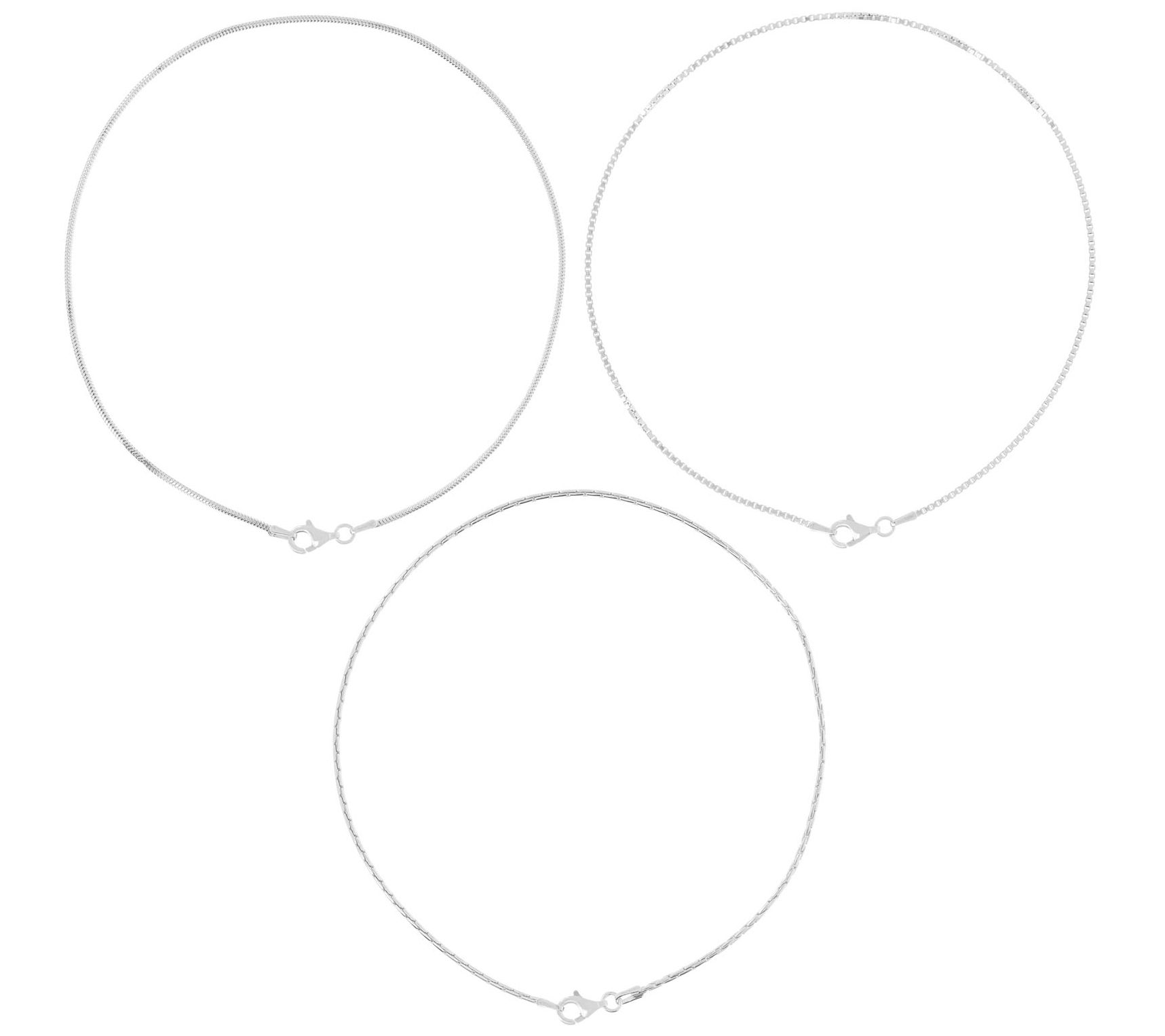 Louis Dell'Olio Sterling Bikini Set of 3 Ankle Bracelets