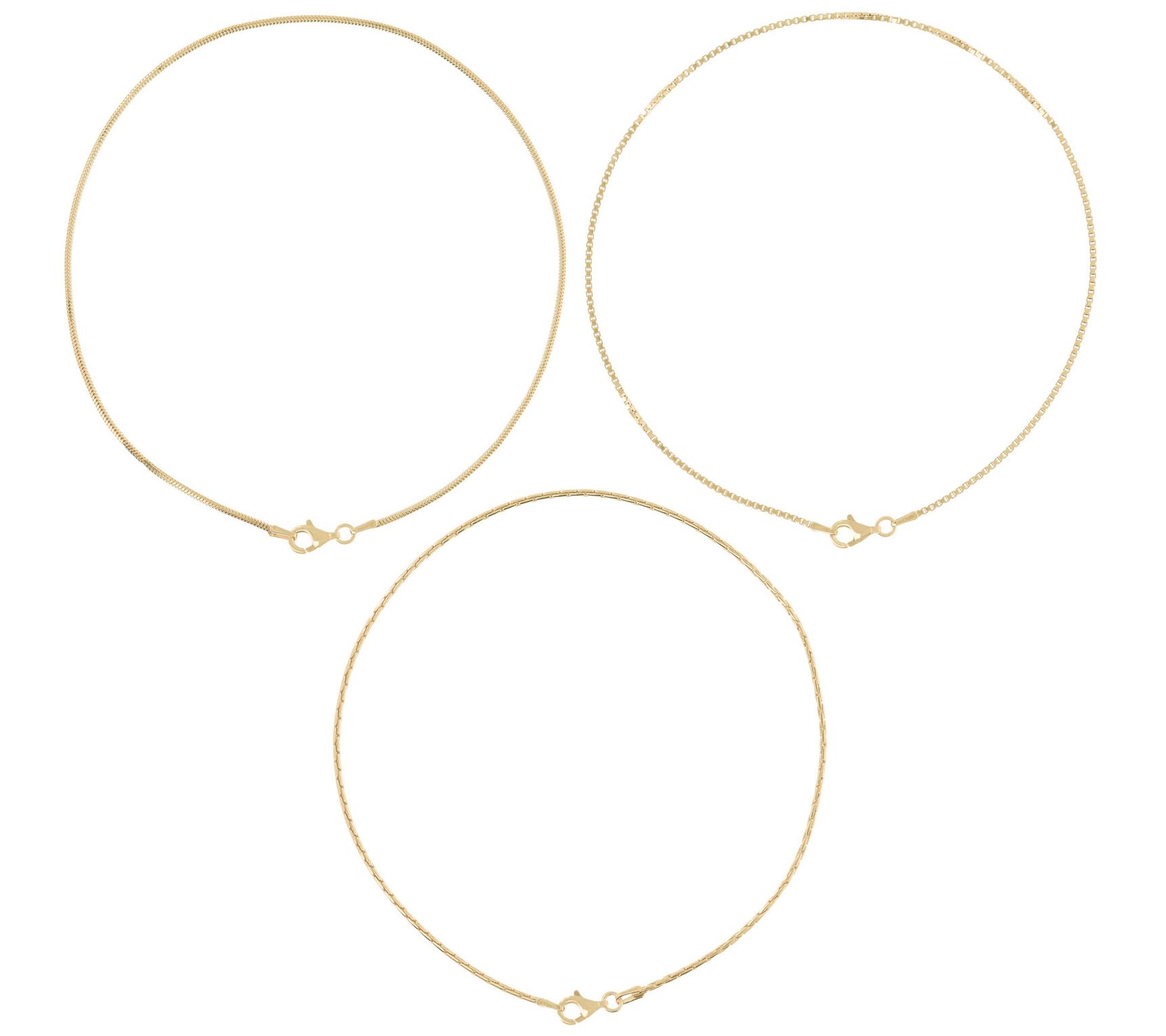 Louis Dell'Olio Sterling Bikini Set of 3 Ankle Bracelets