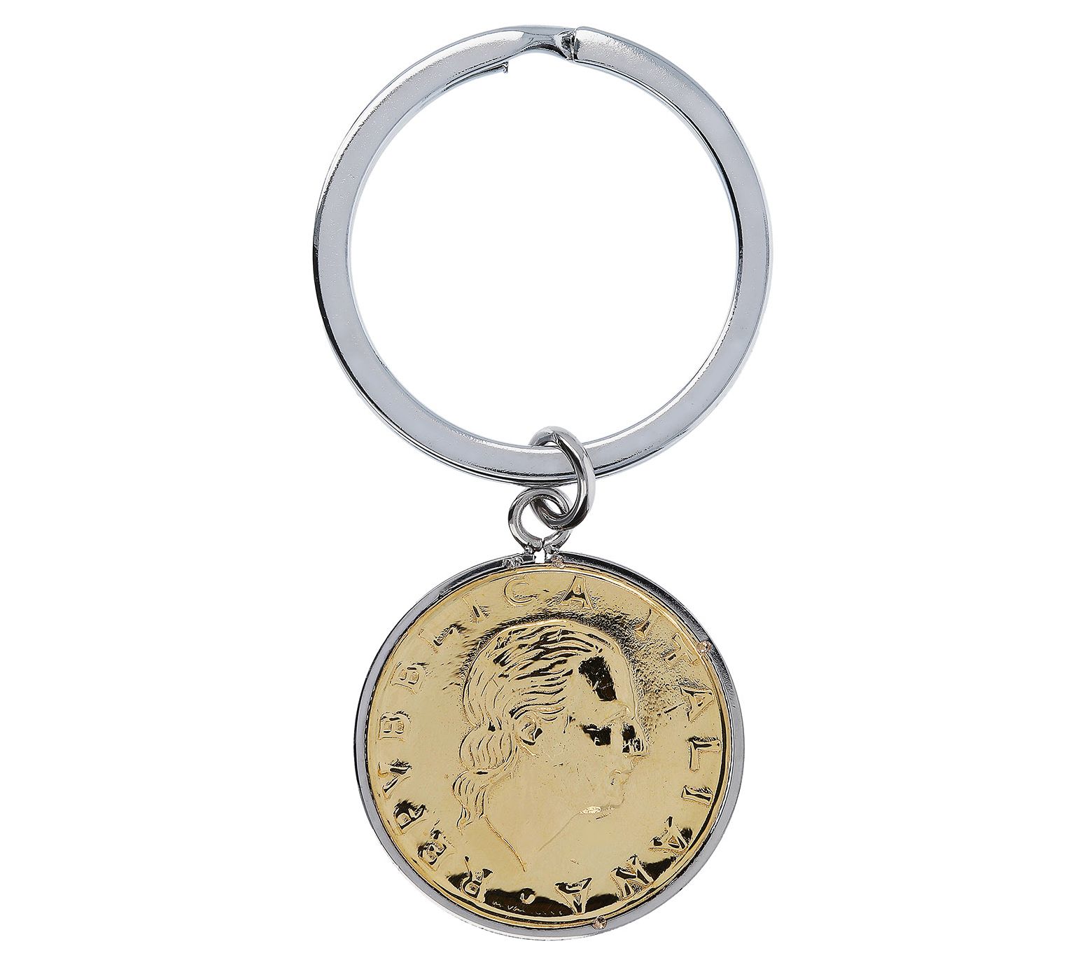 Mistero For Him Two-Tone 200 Lire Coin Key Ring, Stainless