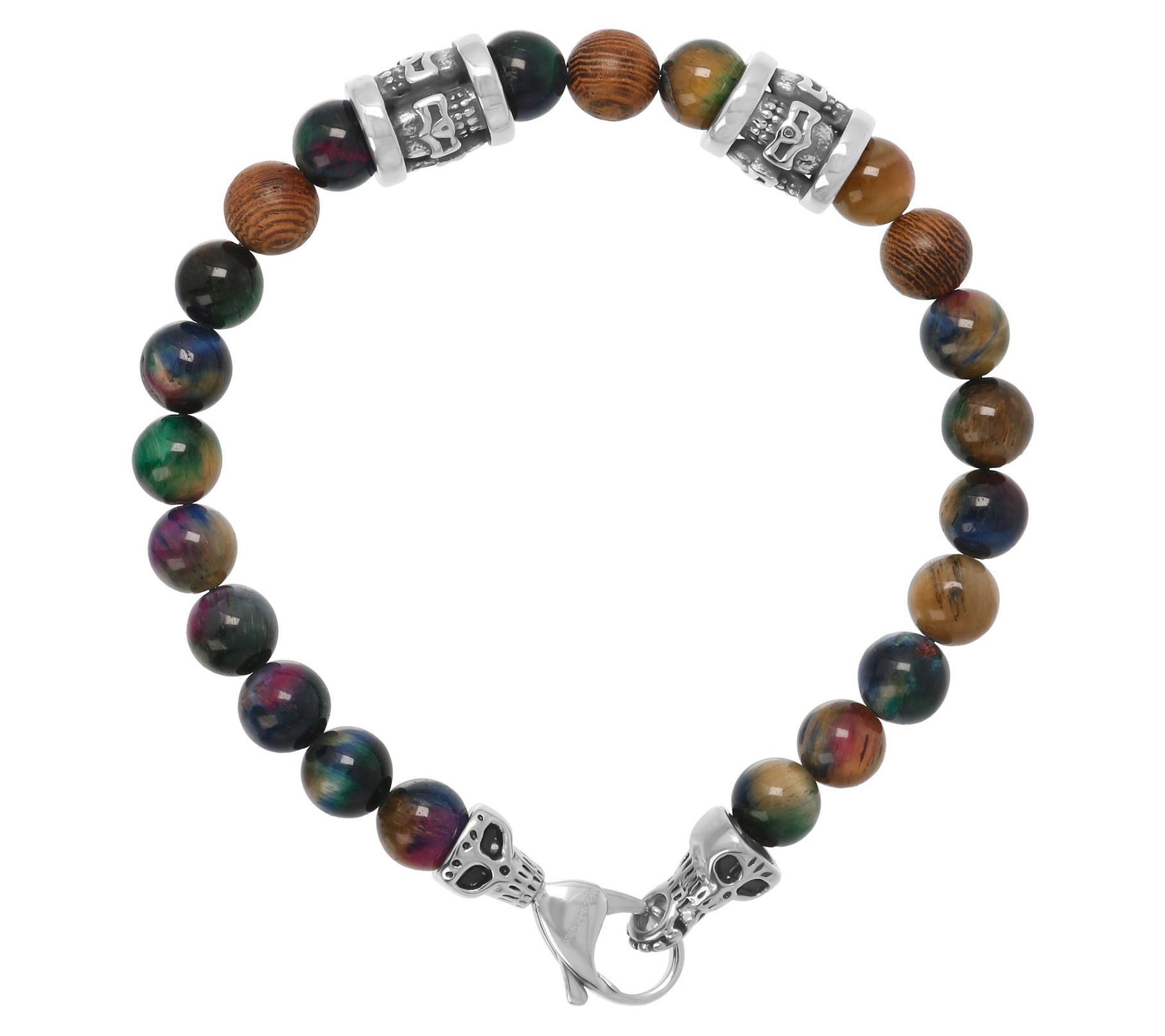 Mistero For Him Gemstone & Wood Bead Bracelet