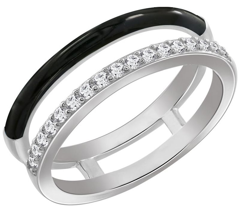 Diamonique 0.30 cttw Enamel Double Band Ring, Sterling