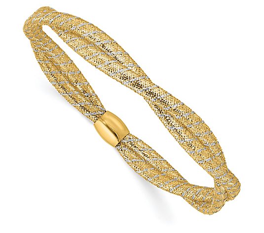 Italian Gold Two-Tone Twisted Stretch Bracelet, 14K