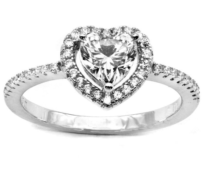Diamonique 1.45 cttw Pave Heart Ring, Sterling Silver
