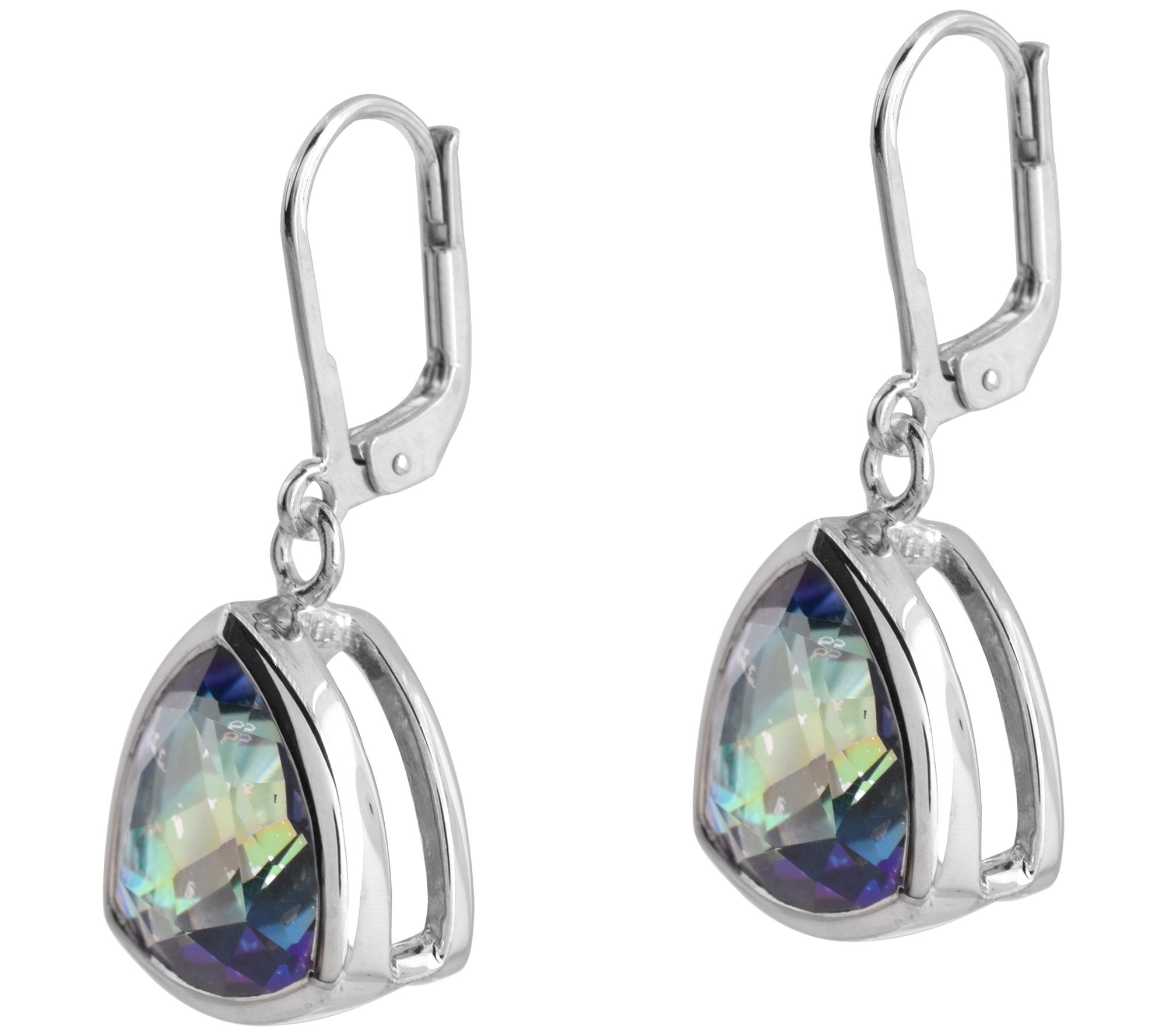 Affinity Gems Blue Coated Quartz Dangle Earr ings, Sterling