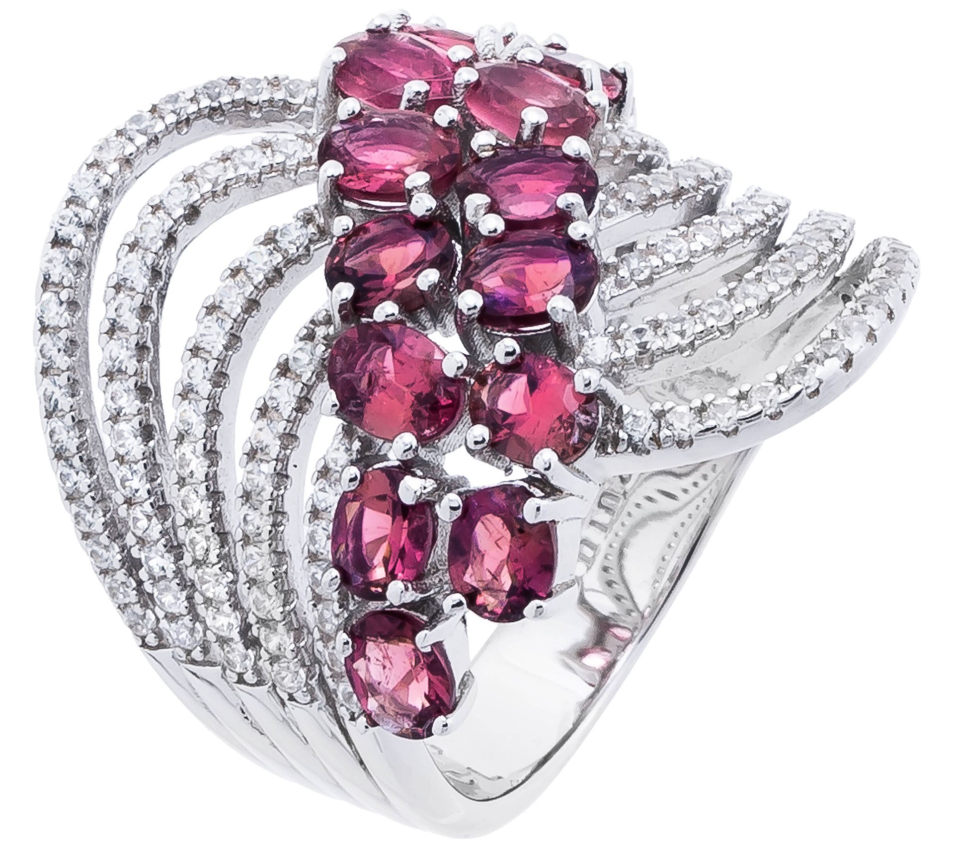Affinity Gems Multi-Gemstone Wave Ring,Sterling Silver
