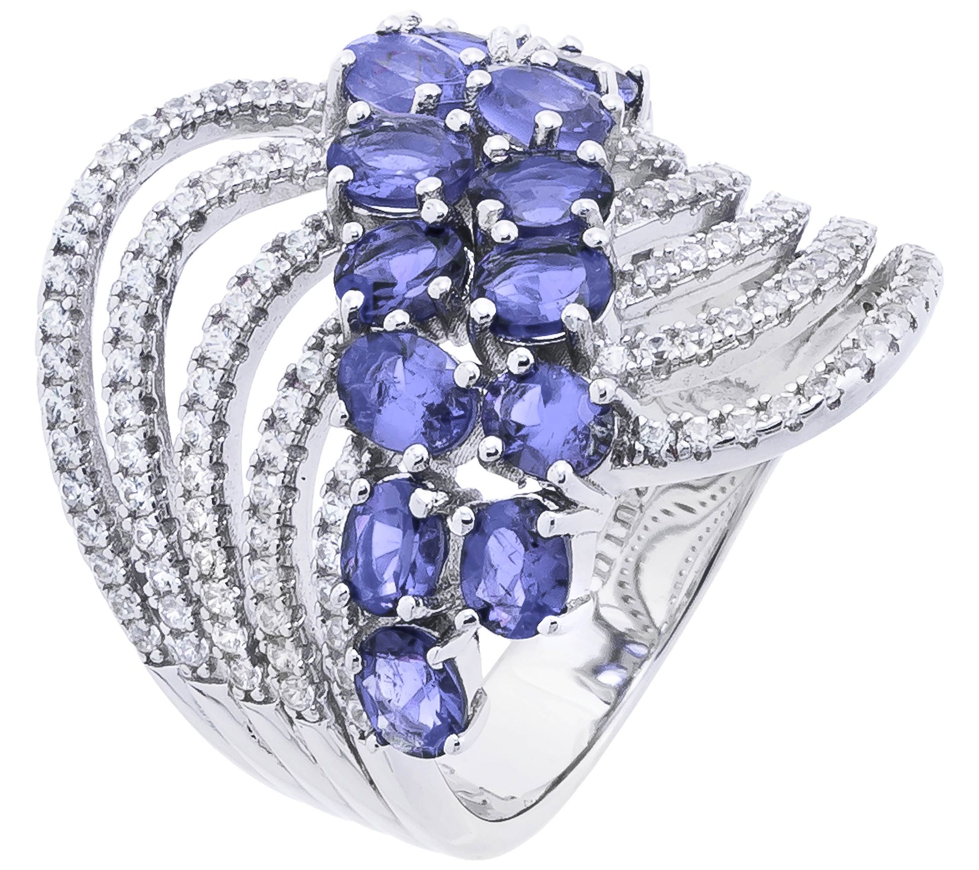 Affinity Gems Multi-Gemstone Wave Ring,Sterling Silver