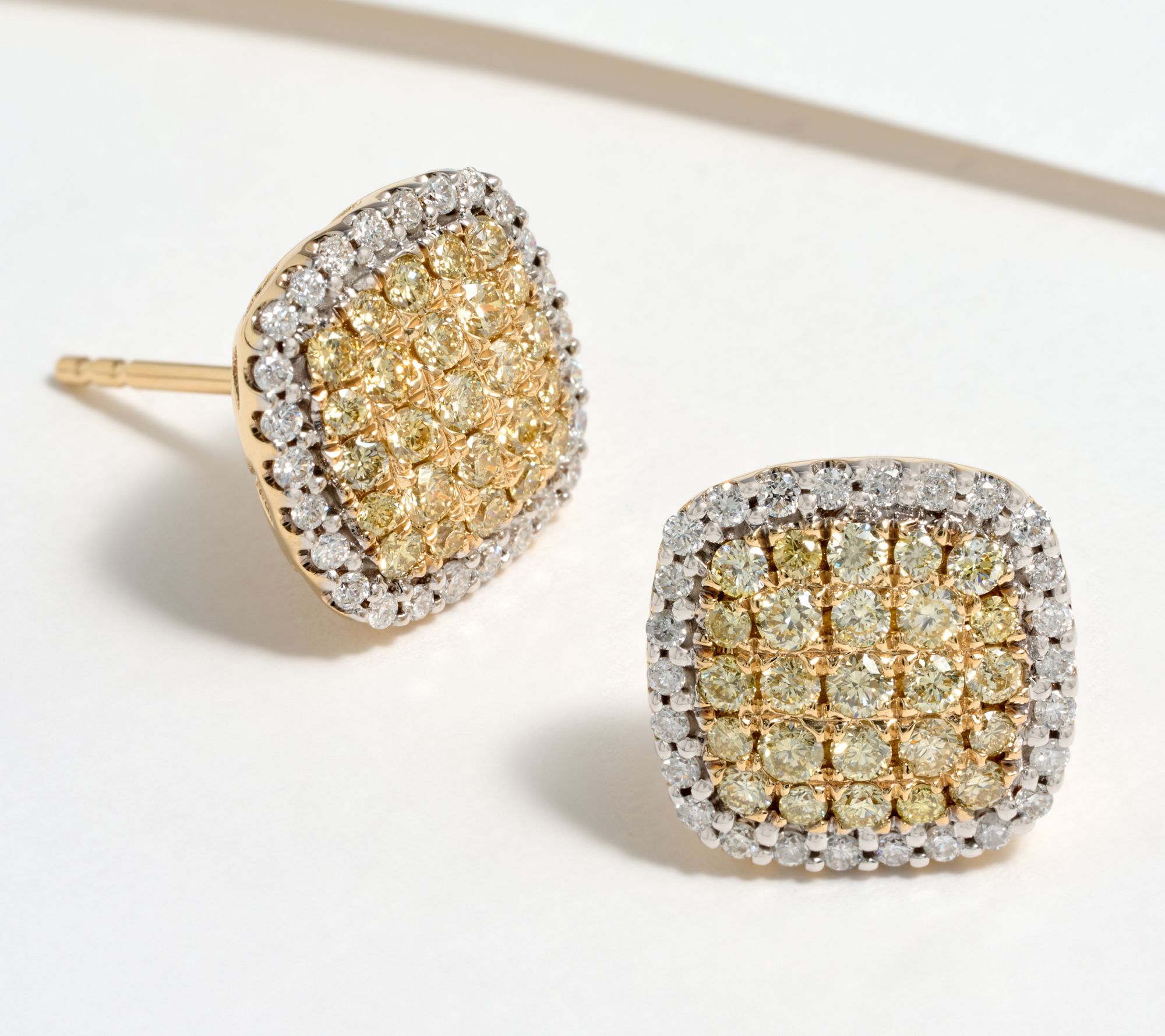 Affinity Diamonds Natural Yellow & White Studs, 1.00cttw, 14K