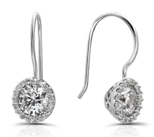 Diamonique 1.20 cttw Halo Dangle Earrings, Sterling Silver