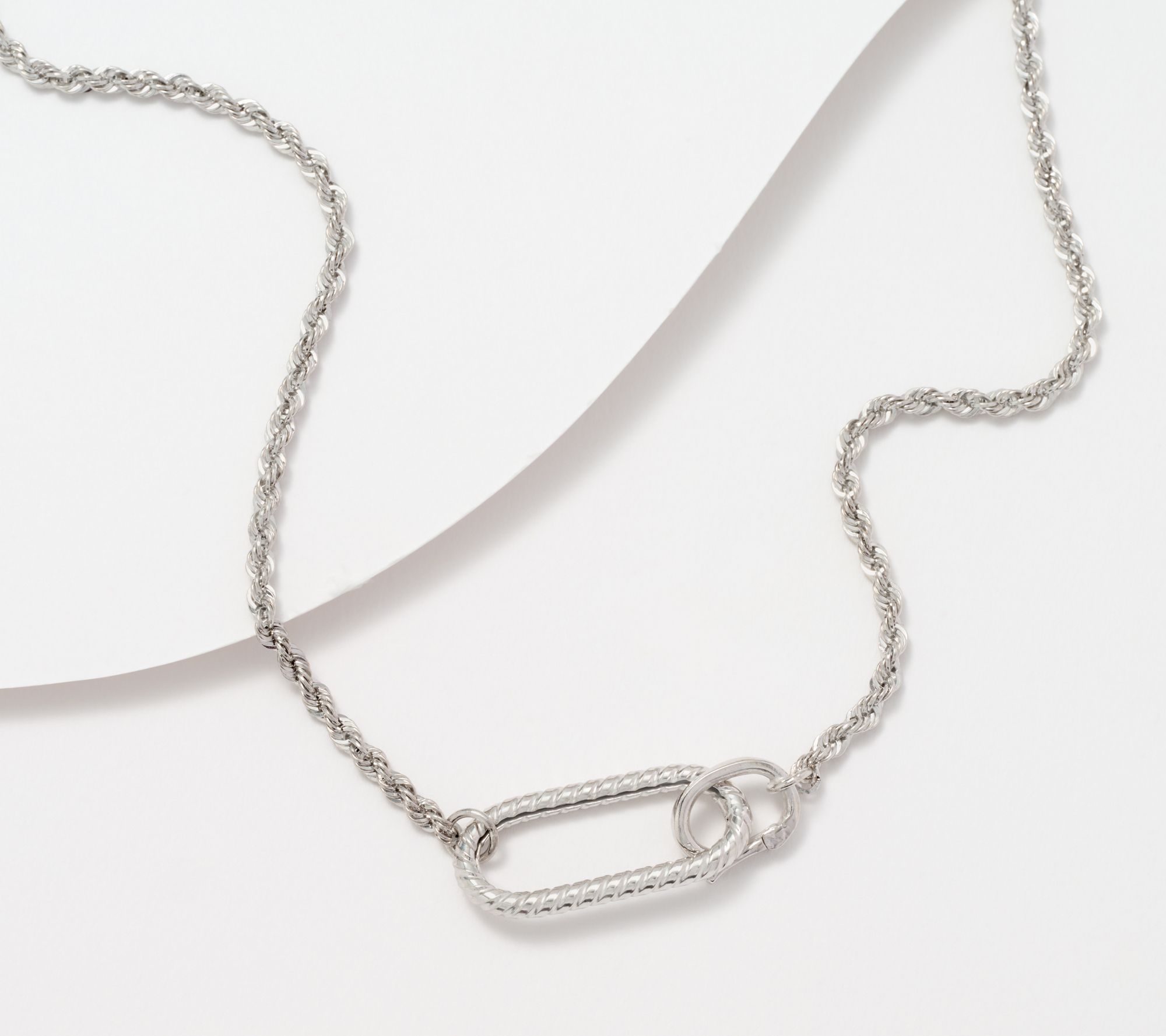 Adorna 14K Gold Oval Lock Rope 20" Necklace, 3.3g