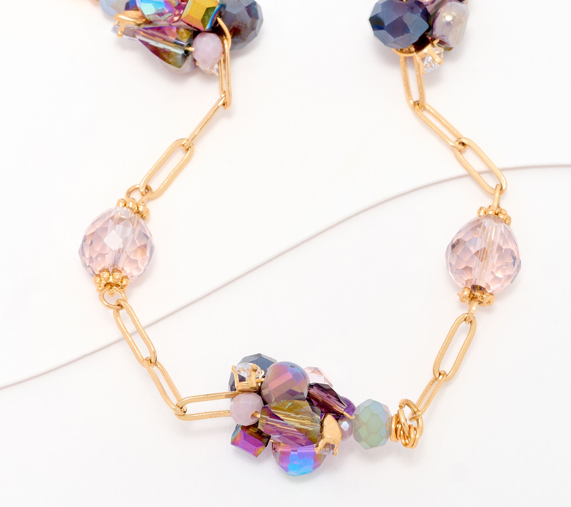 Susan Graver Beaded Cluster Dainty Chain Necklace