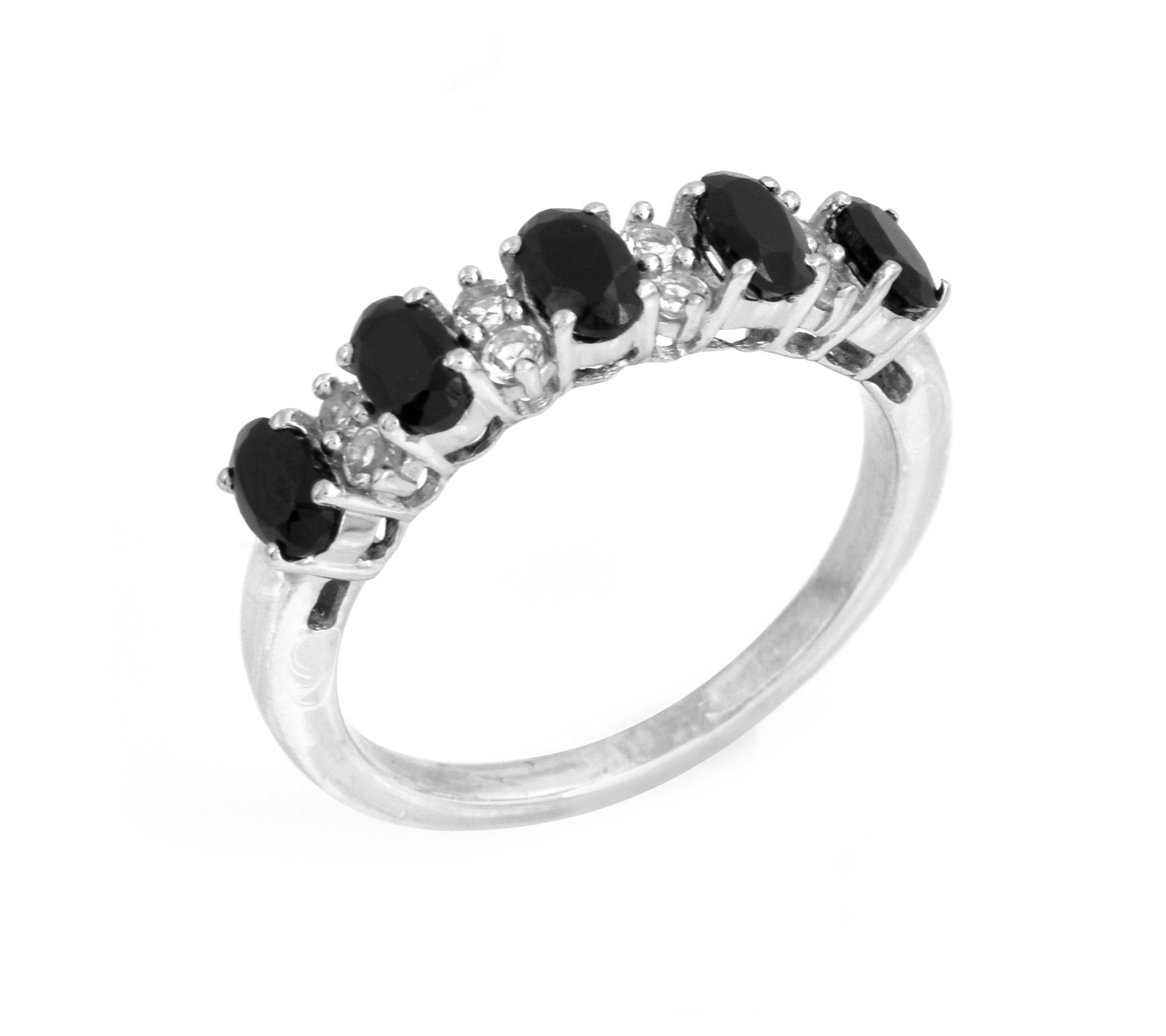 Affinity Gems Black Spinel & White Topaz Band Ring, Sterling