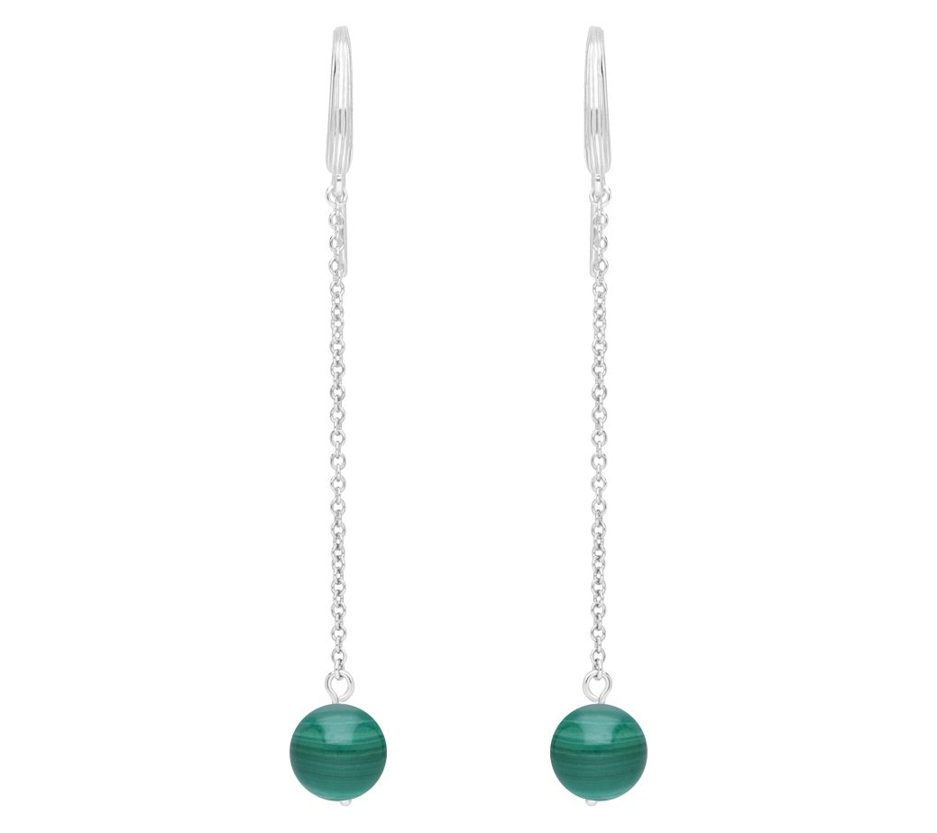 Ariva Sterling Silver Malachite Dangle Earrings