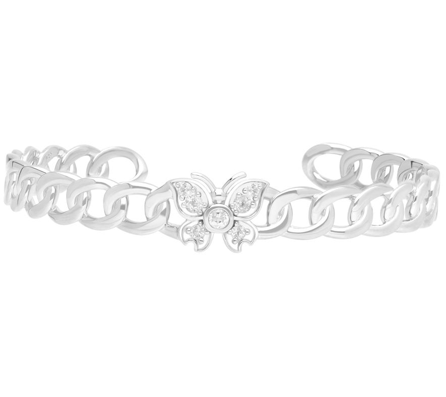 Goddaughters 14K Gold Clad White Topaz Butterfly Cuff
