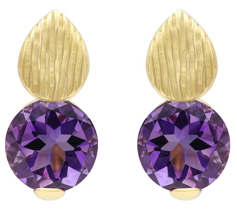 Ariva Silver 18K Clad Amethyst Winsdor Earrings