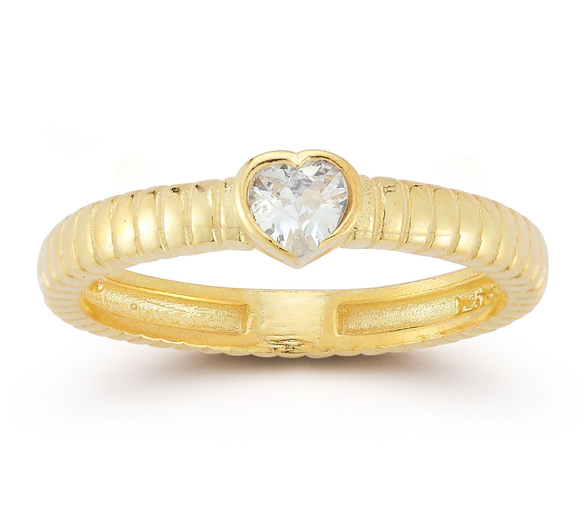 Sterlina Silver Heart Cut Ribbed Band Ring, Sterling