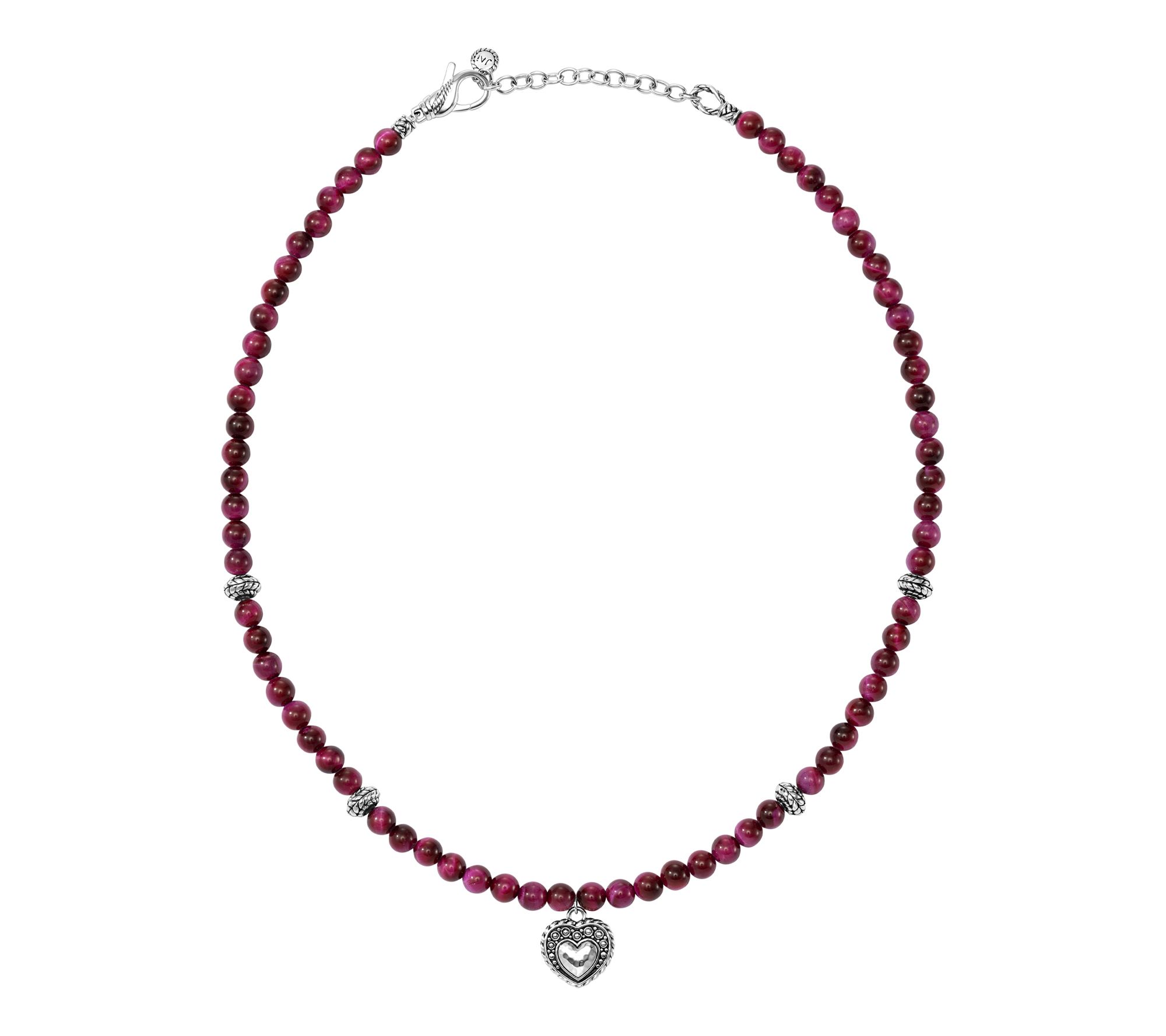 JAI Sterling Silver Gemstone Bead Figurative Charm Necklace