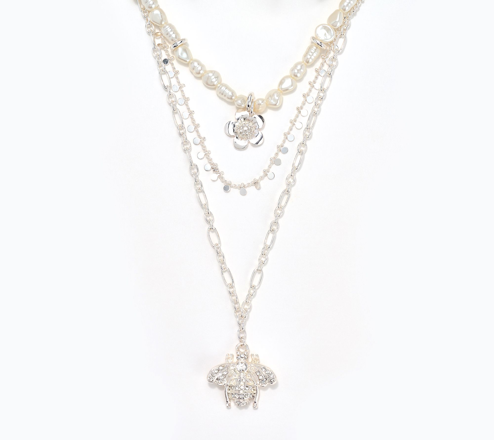 Joan Rivers Layered Necklace with Pave Bee Charm