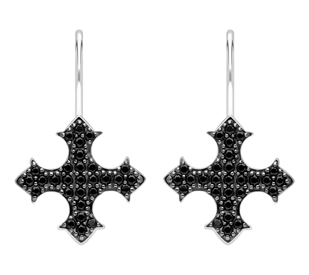 Margo Manhattan Sterling Black Spinel Cris PaveCross Earrings