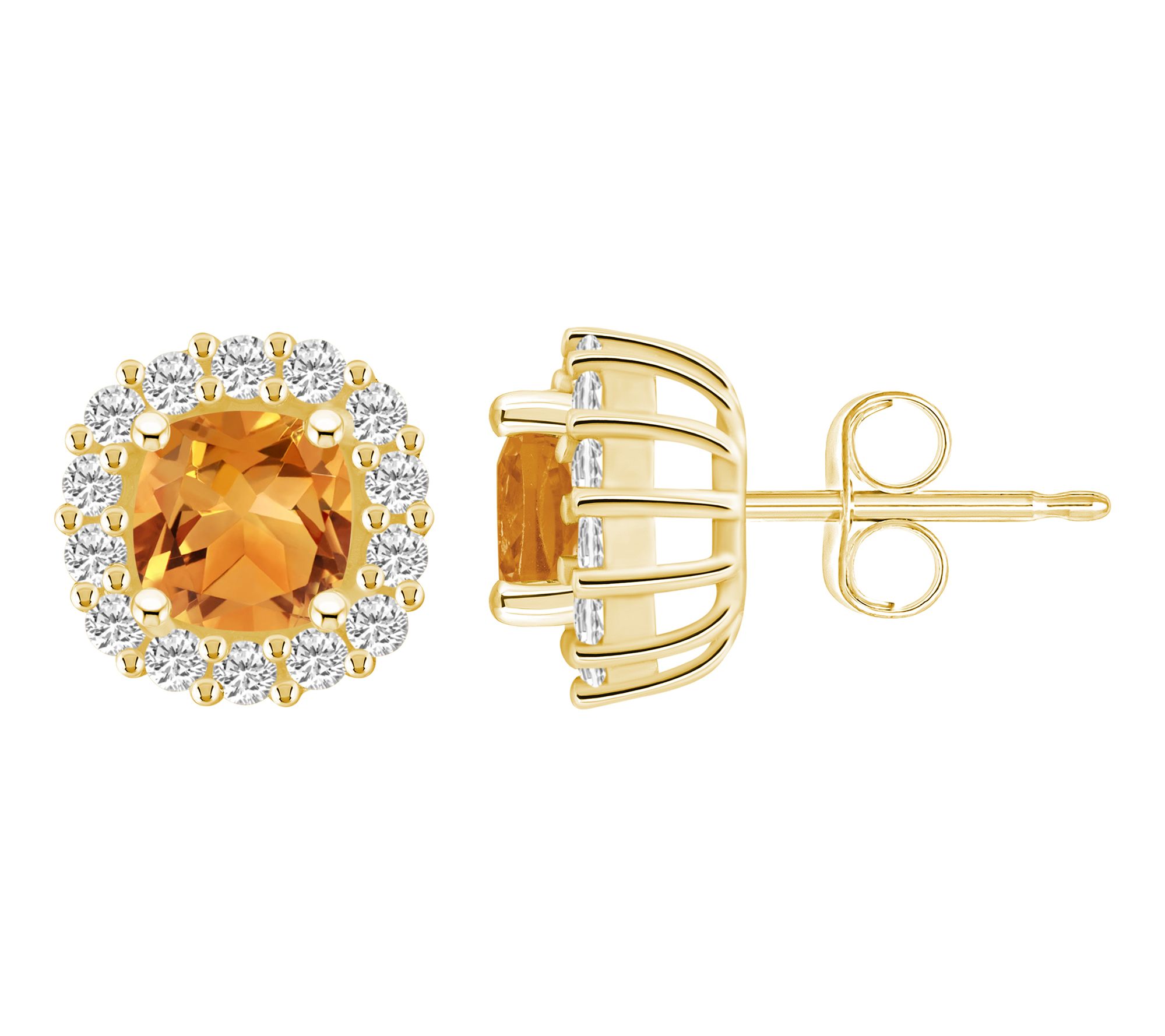 Affinity Gems Cushion Gemstone & Diamond Basket  Earrings, 14K