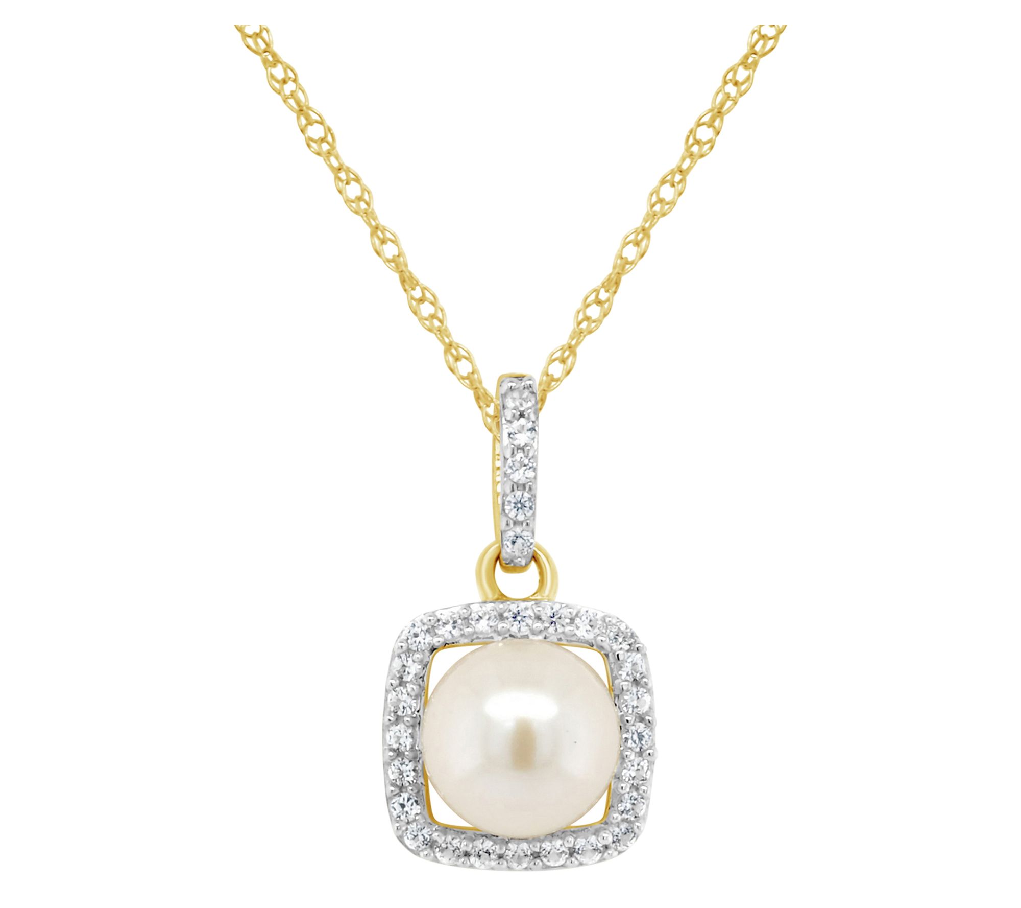 Affinity Gems Cushion Gemstone Halo Pendant w/Chain, 10K Gold