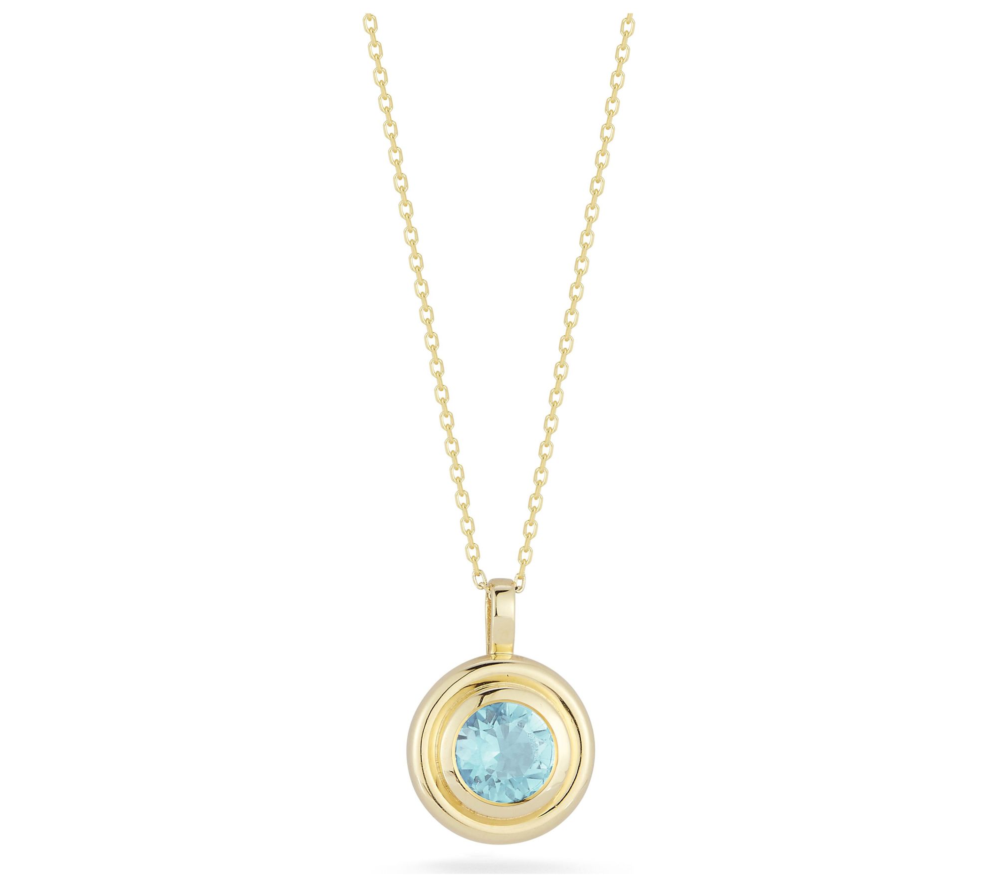 Luminosa Gold Round Gemstone Pendant w/ Chain,14K