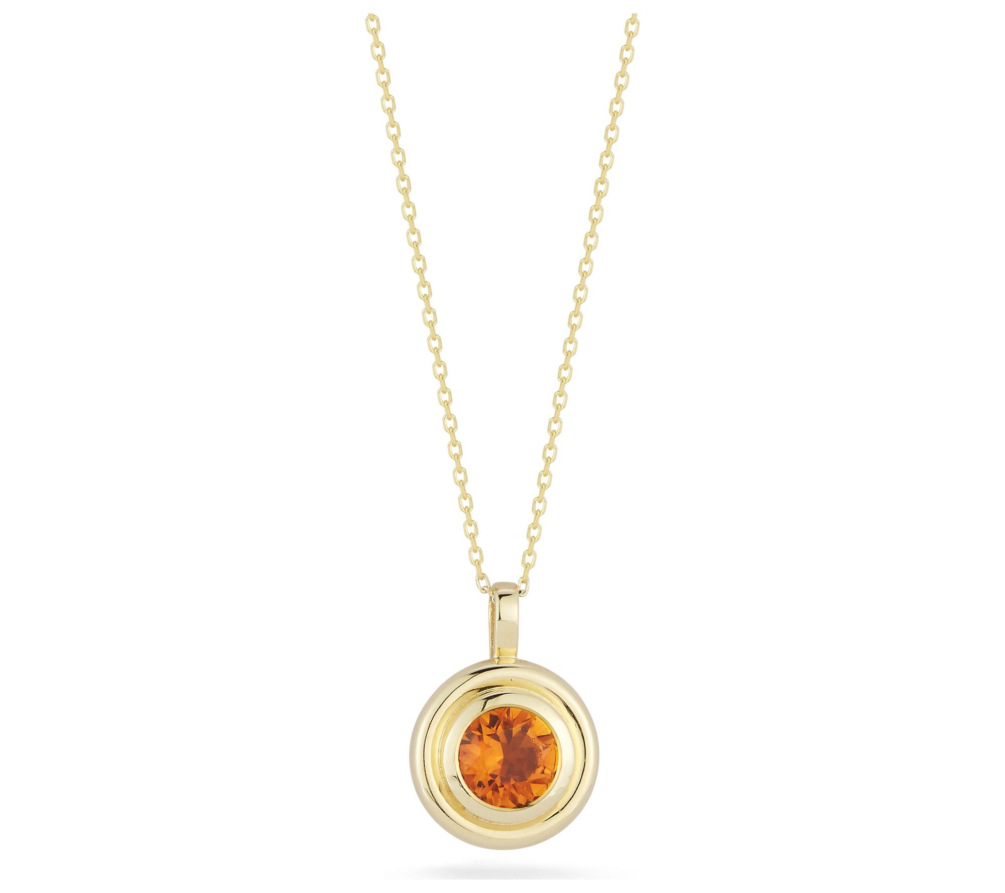 Luminosa Gold Round Gemstone Pendant w/ Chain,14K