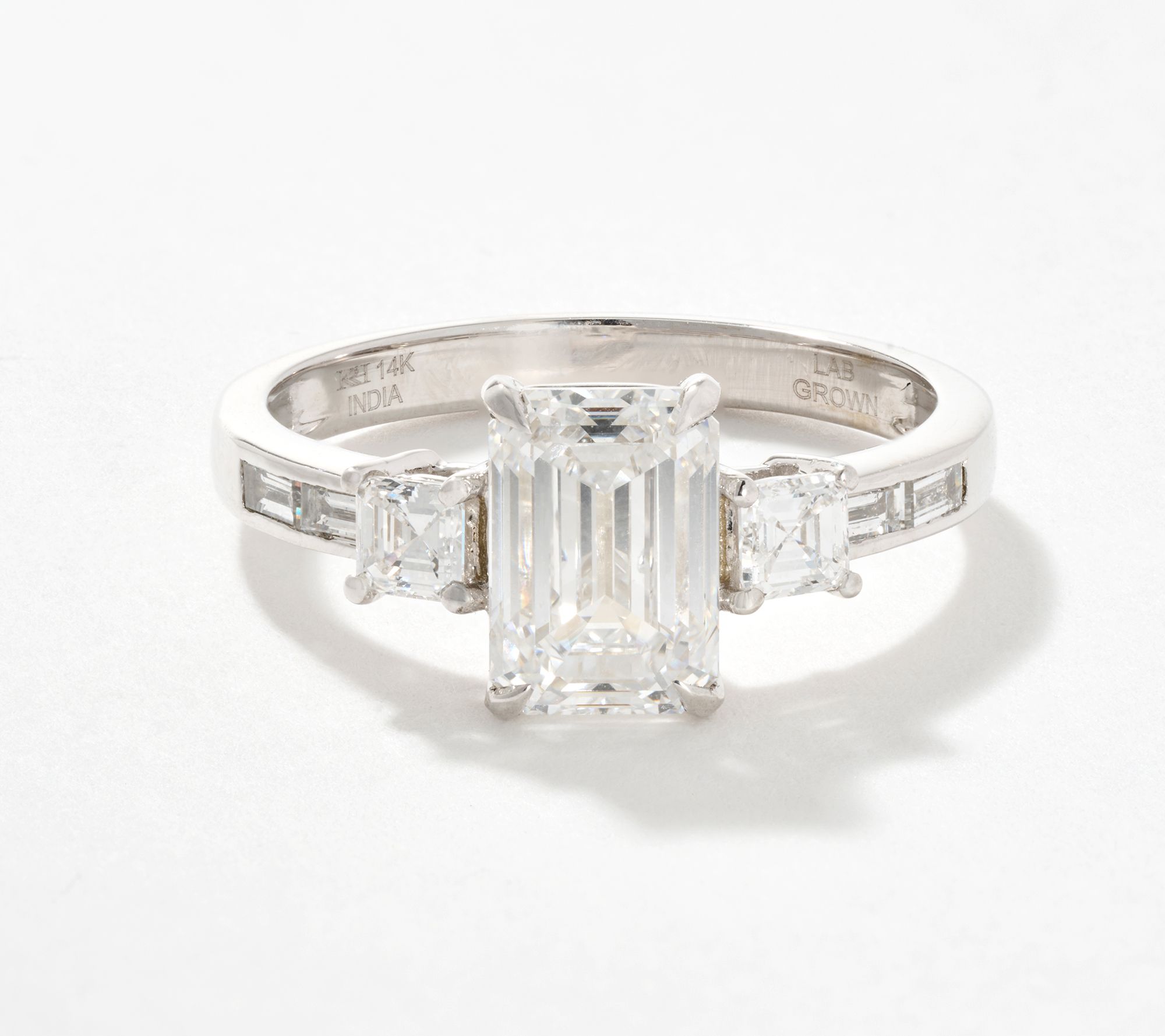  Fire Light Lab Grown Diamond 2.15 cttw Emerald Ring, 14K Gold