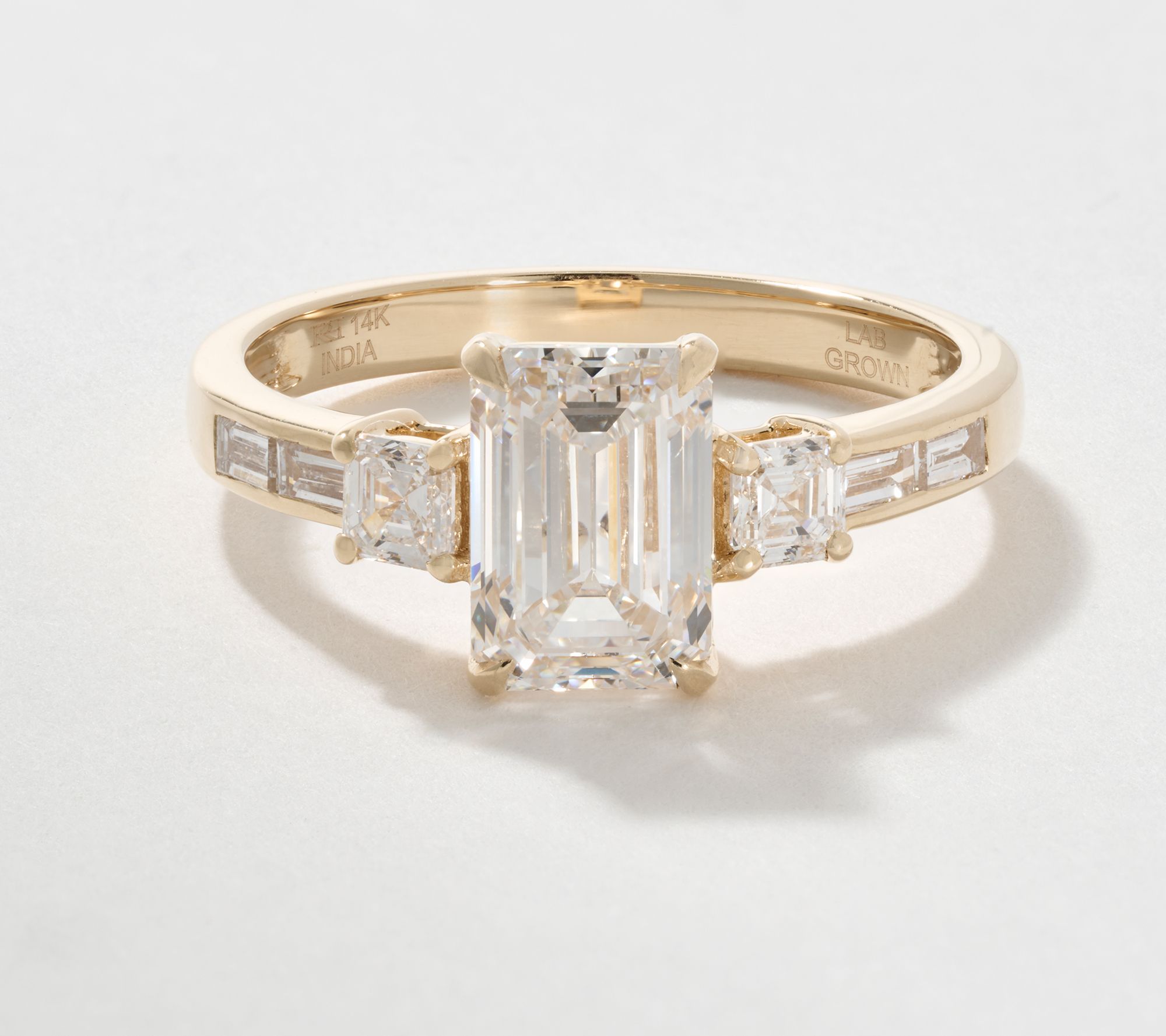 Fire Light Lab Grown Diamond 2.15 cttw Emerald Ring, 14K Gold