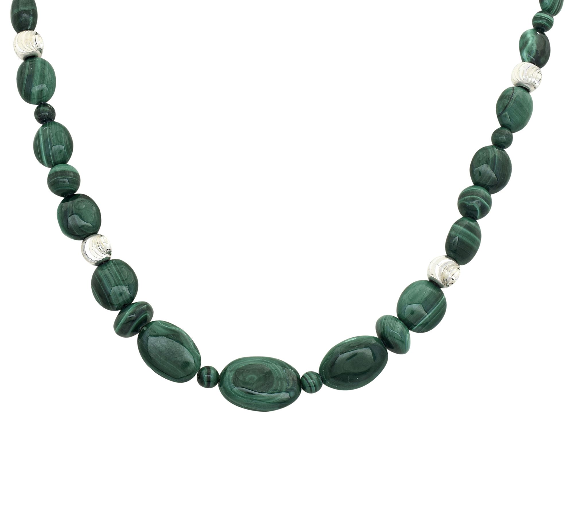 Affinity Gems Malachite Beaded Necklace, Sterling