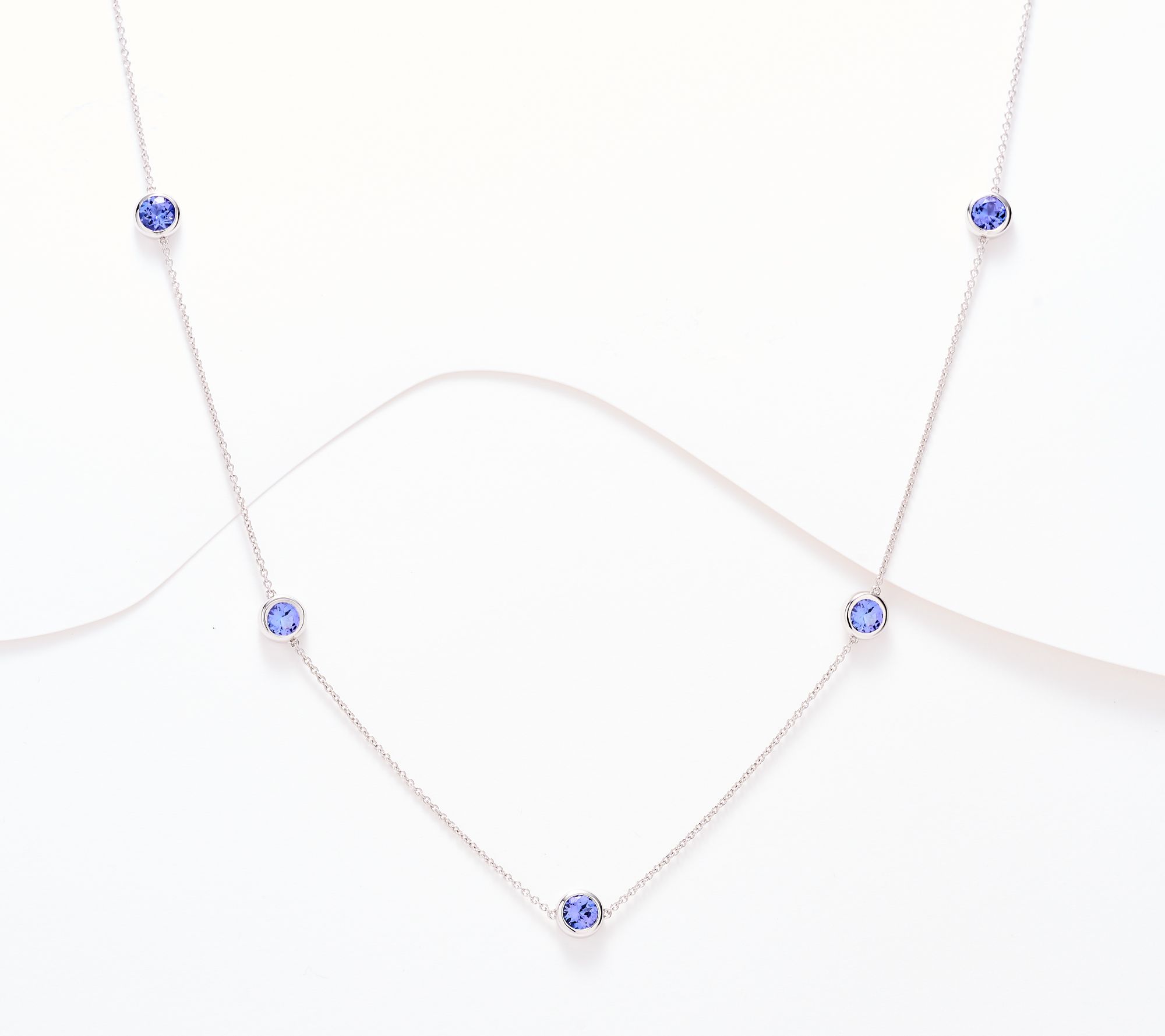  Pure Tanzanite 2.25 cttw By the Yard Station Necklace, 18K