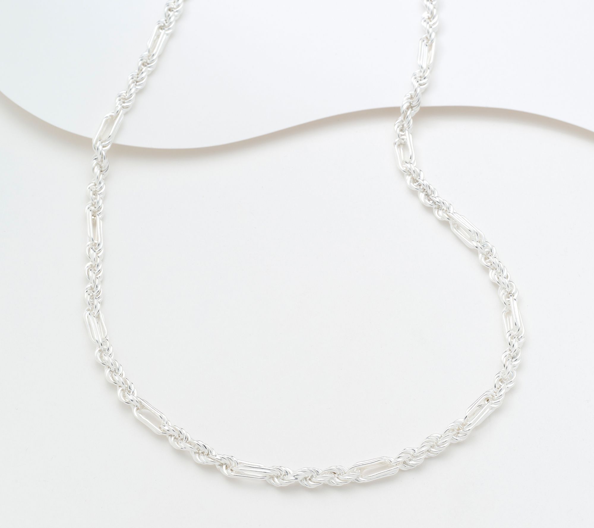 "As Is" UltraFine 950 Silver Figarope Chain Magnetic Clasp Necklace