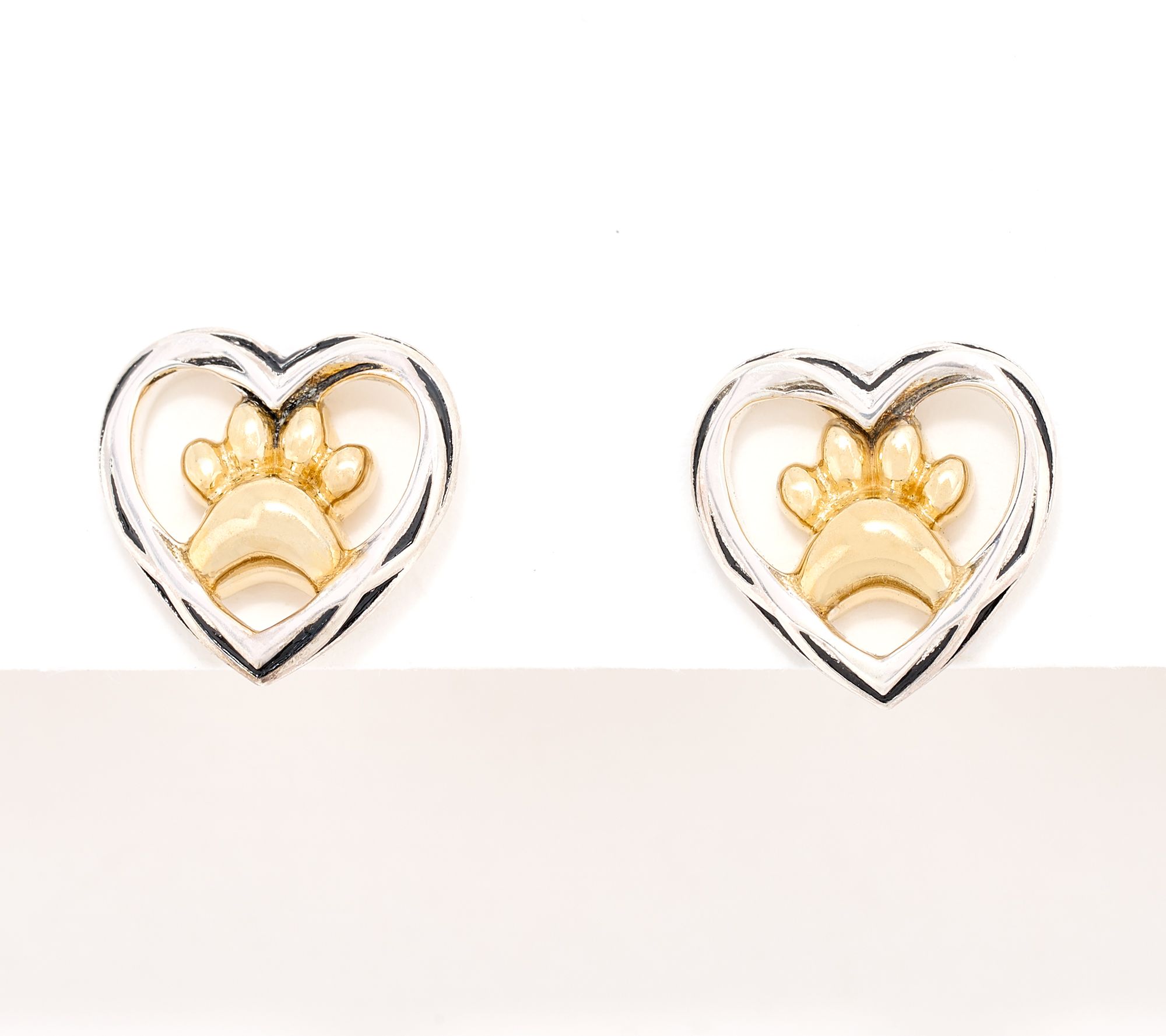 Christian James by Scott Grimes Two-Tone Heart Paw Stud Earrings