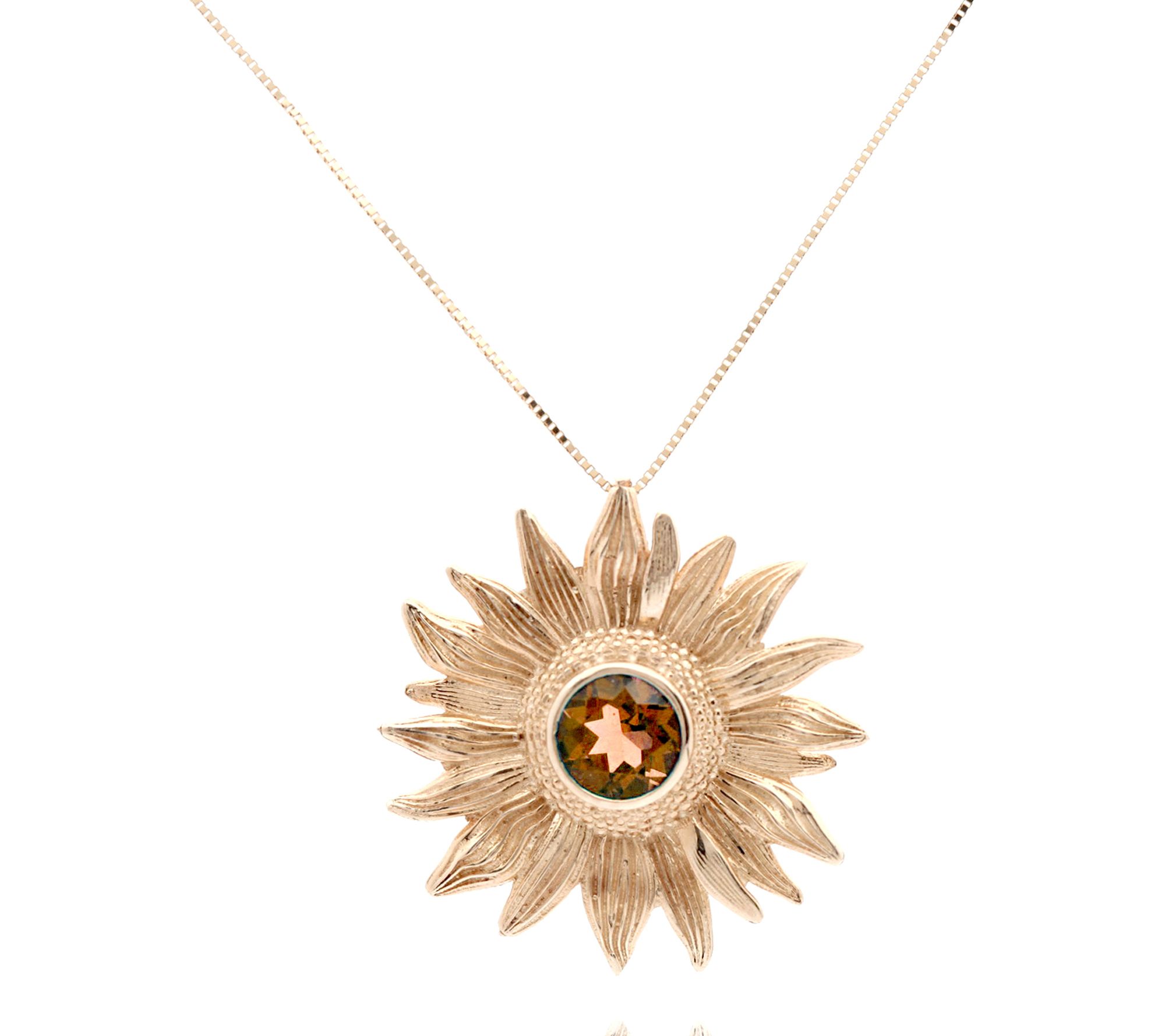Adi Paz 14K Gold Gemstone Sunburst Pendant Necklace
