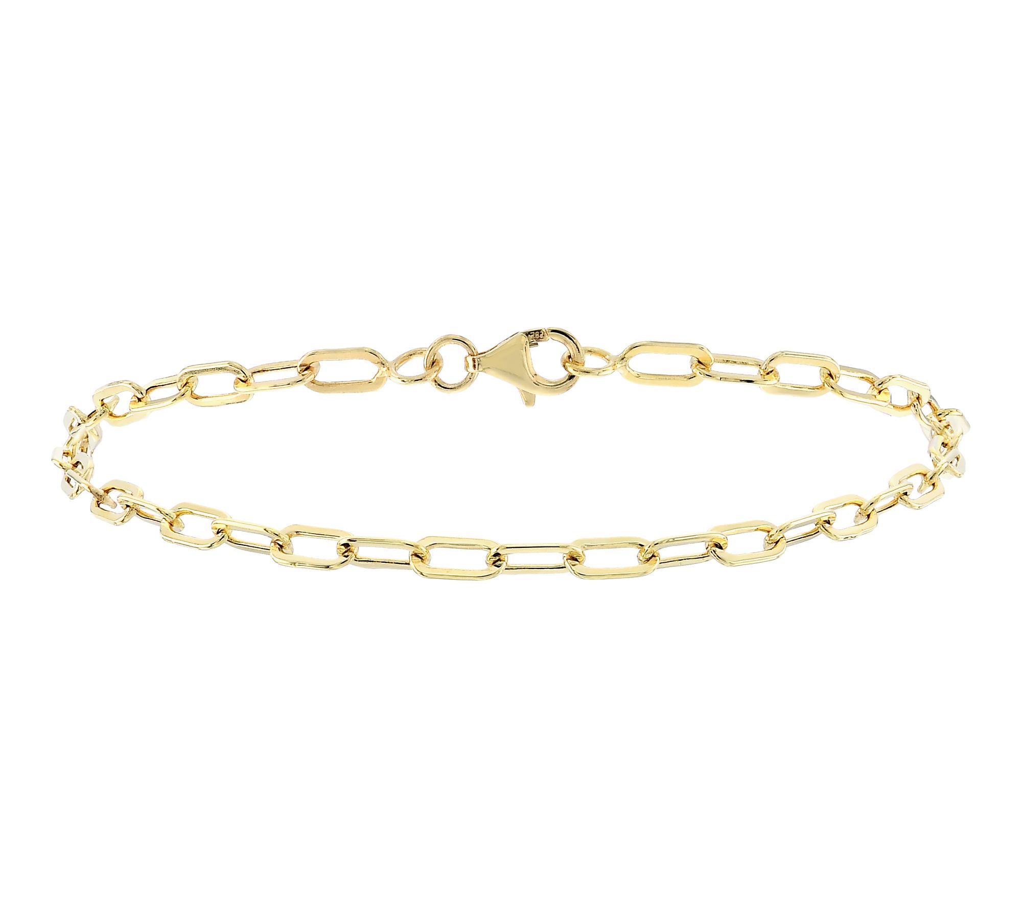 Adorna 14K Gold 3.2mm Solid Paper Clip Link Bracelet