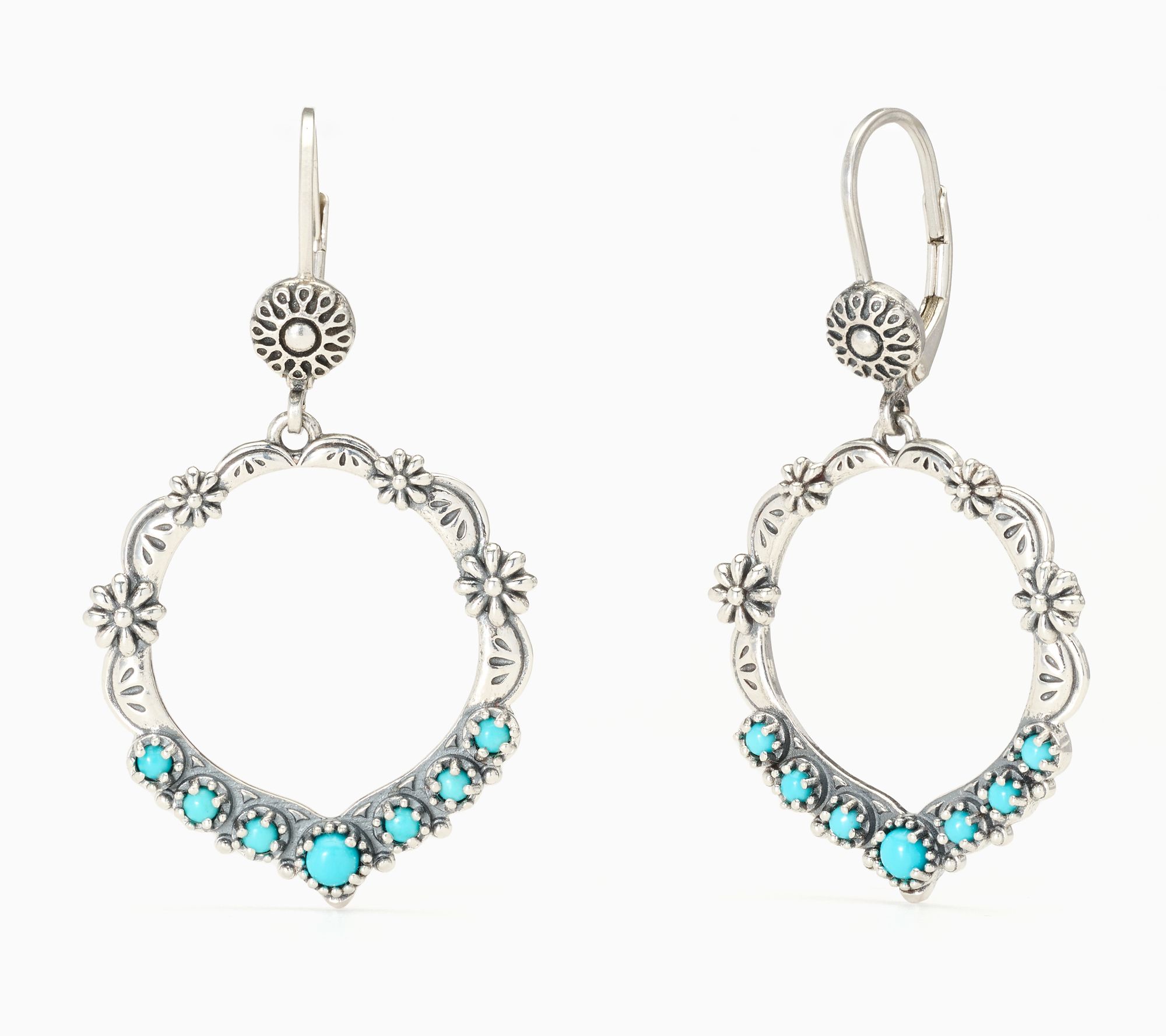 American West Sterling Silver Sleeping Beauty Turquoise Lever Back Earrings