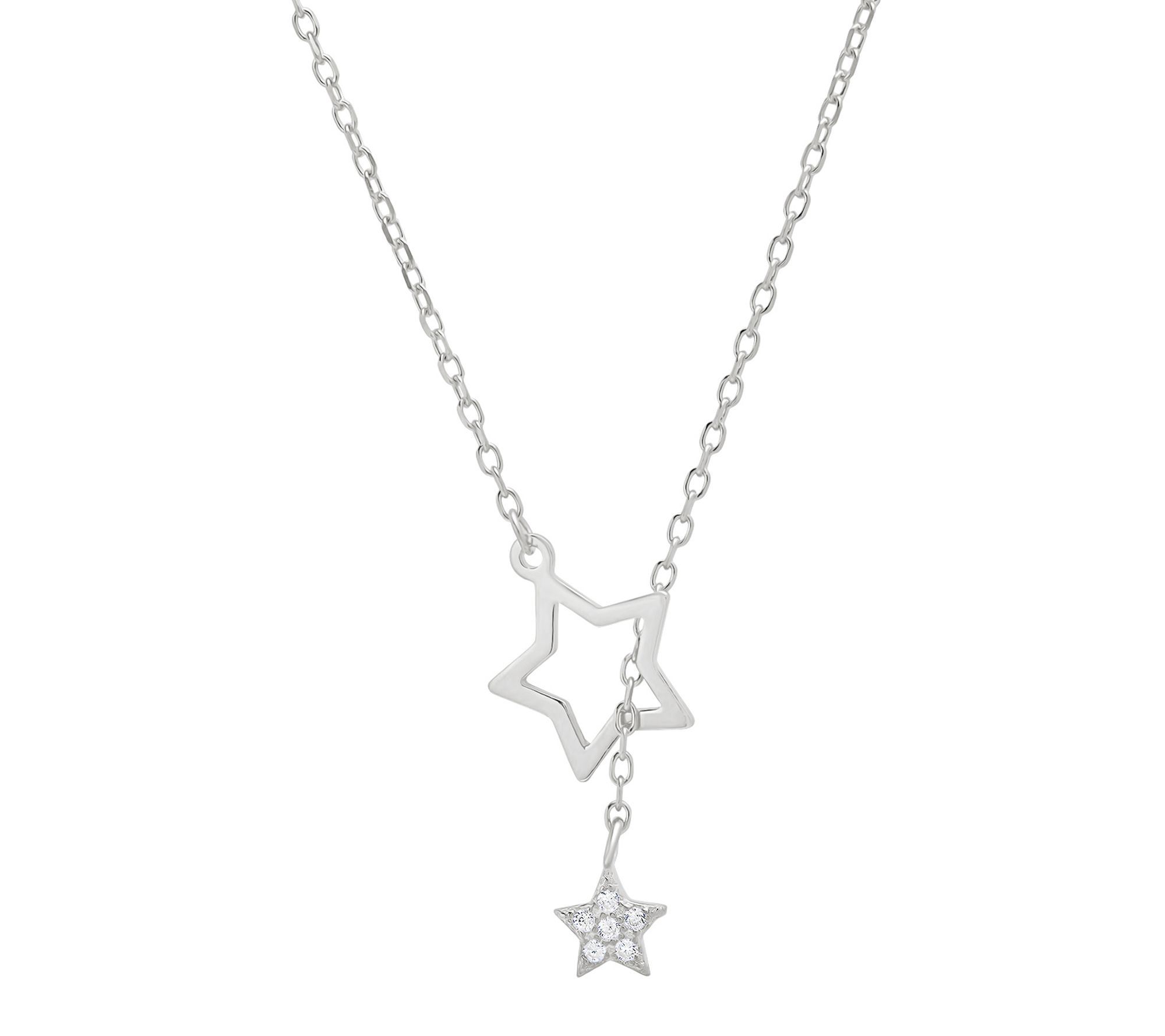 Diamonique Celestial Stars Lariat Necklace, Sterling Silver