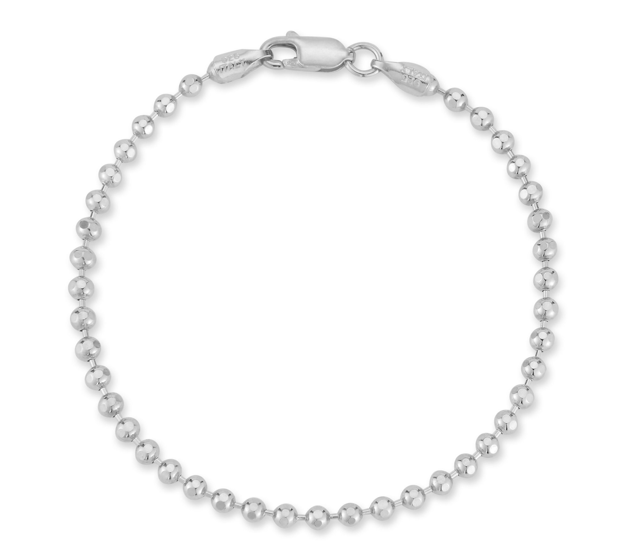 Italian Silver 8" Ball Chain Bracelet, Sterling