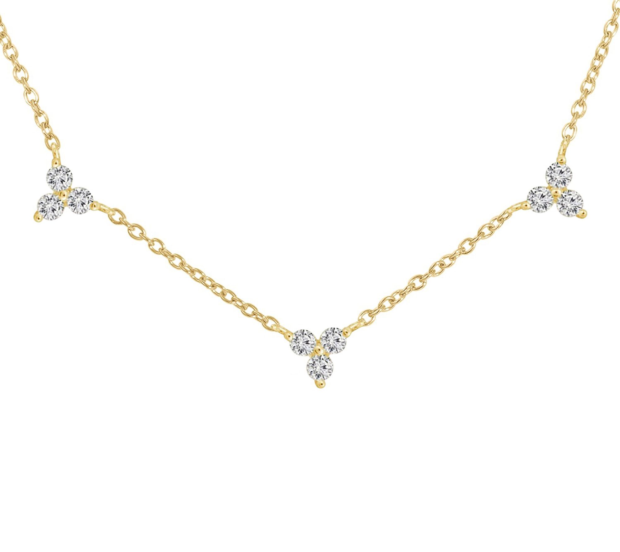 Fire Light Lab Grown Diamond Station Necklace,1 K Gold Plated