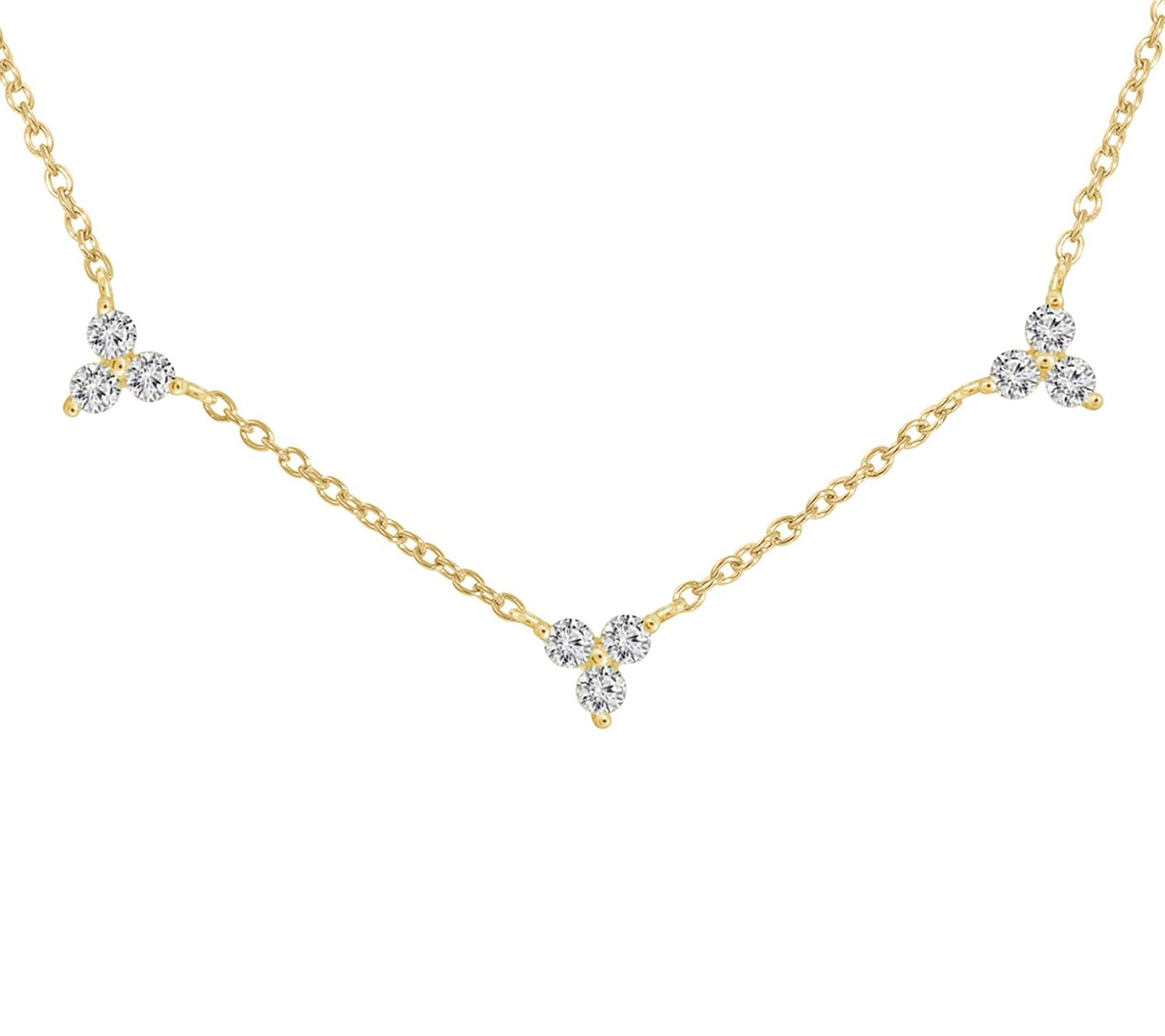Fire Light Lab Grown Diamond Station Necklace,14K Gold Plated