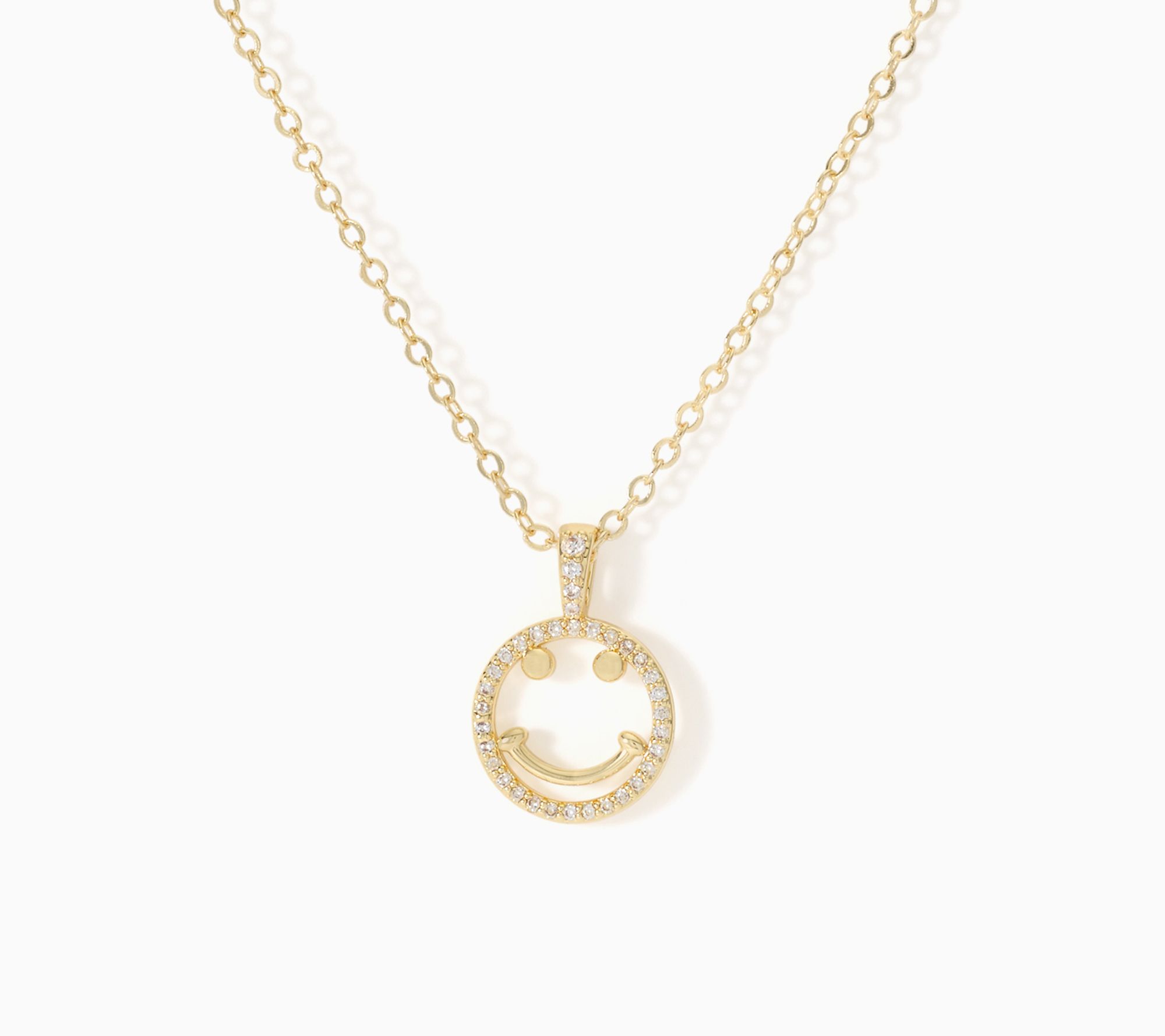 Kim Gravel Pave Smiley Face Emoji Necklace
