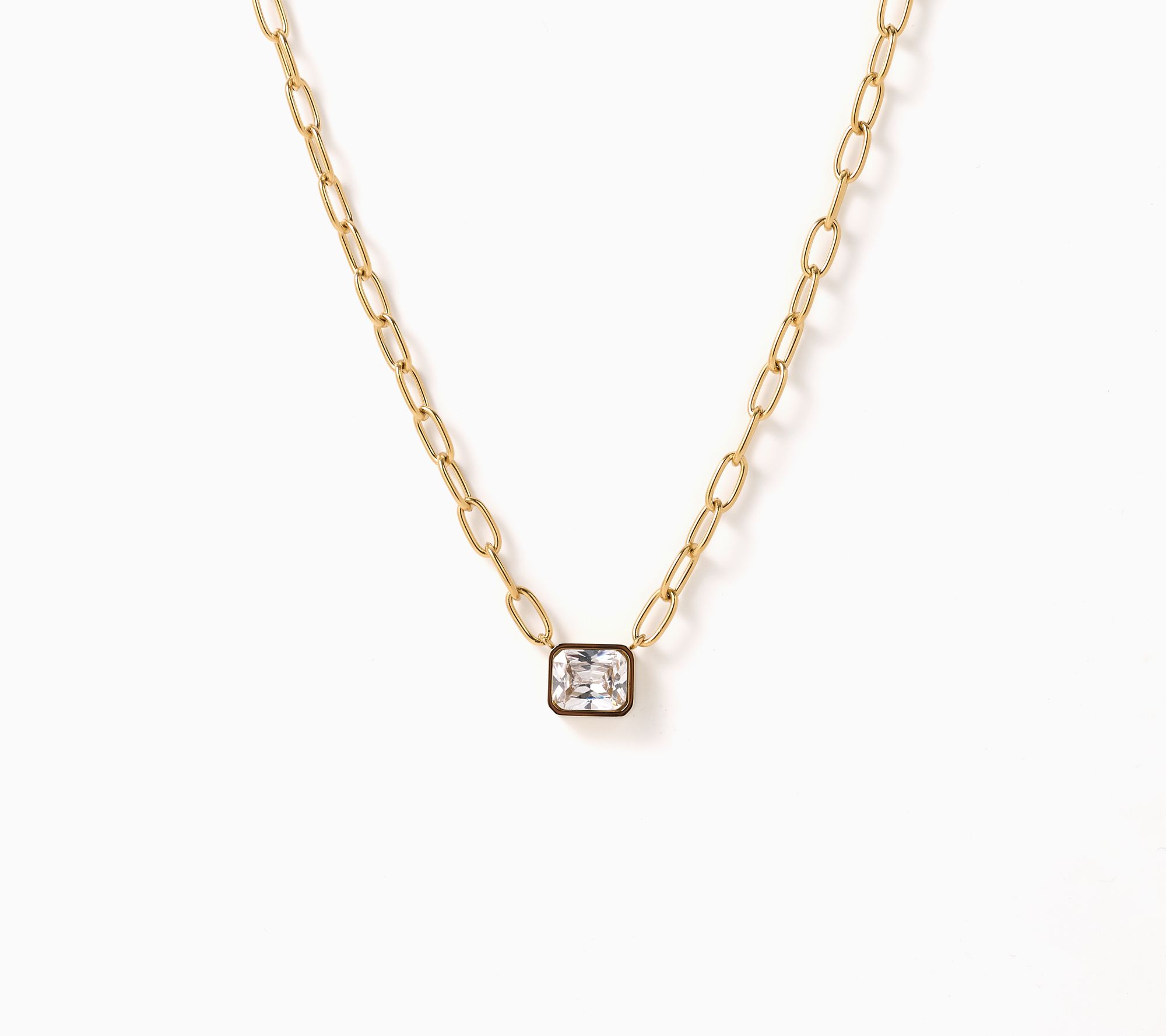  Steel by Diamonique Bezel Set Solitaire Necklace